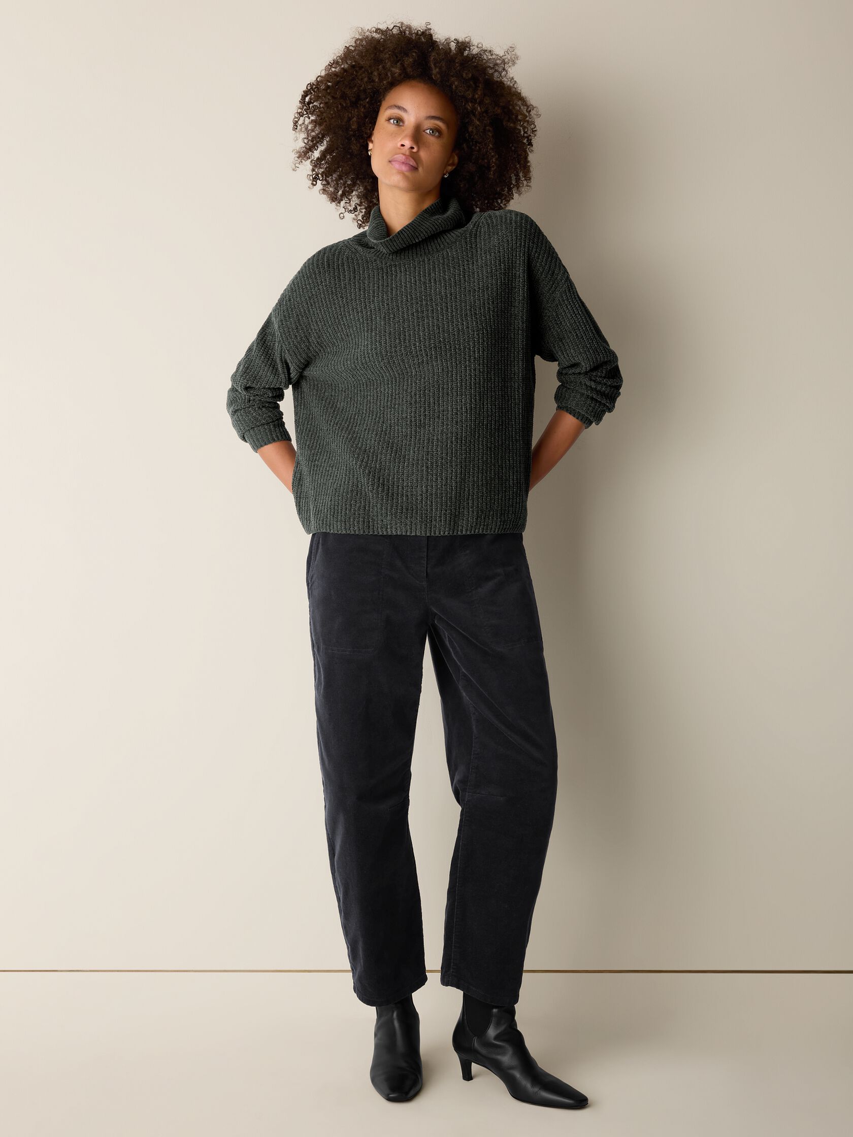 Organic Cotton Chenille Turtleneck Top