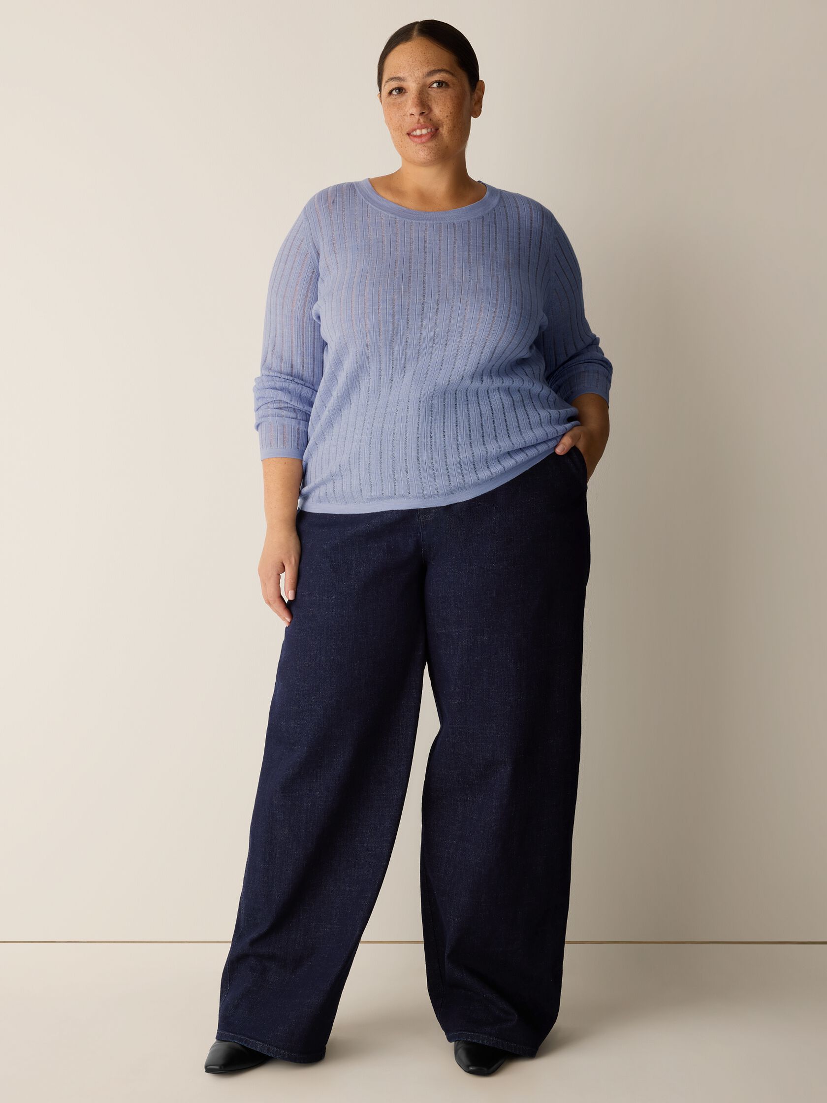 Superfine Merino Crew Neck Top in Regenerative Wool