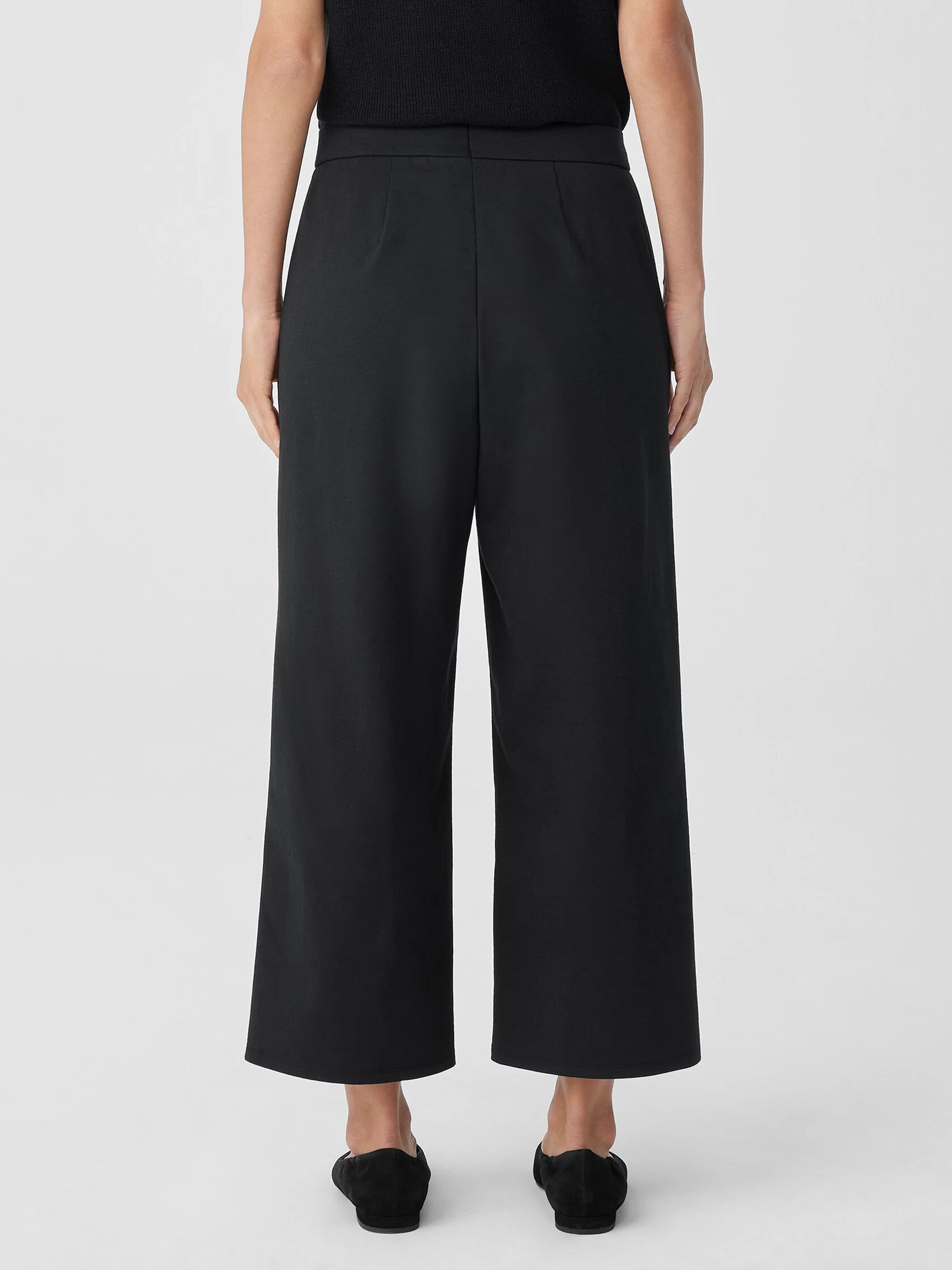 Cotton Blend Ponte Wide-Leg Pant