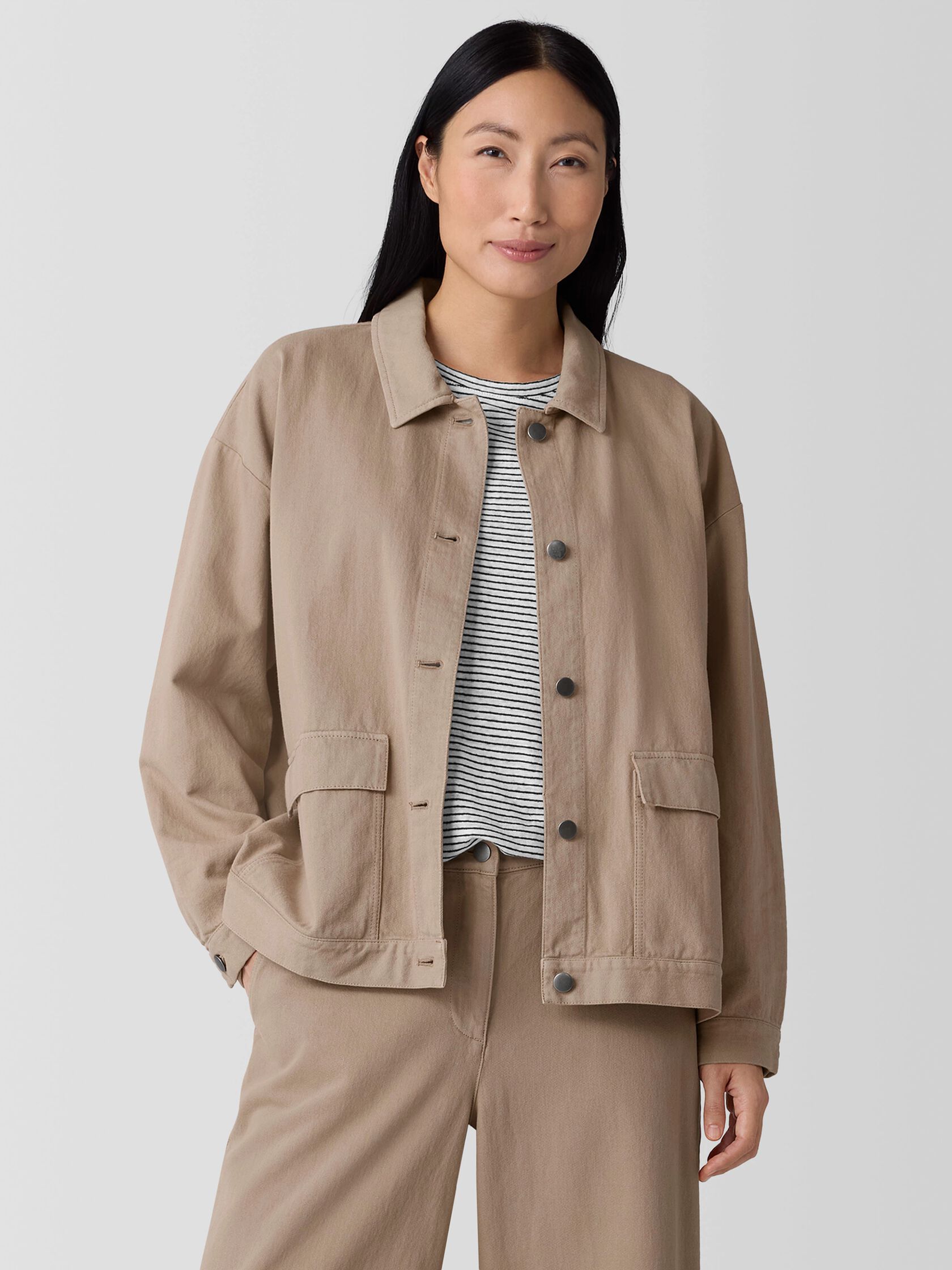 Garment-Dyed Utility Cotton Classic Collar Jacket