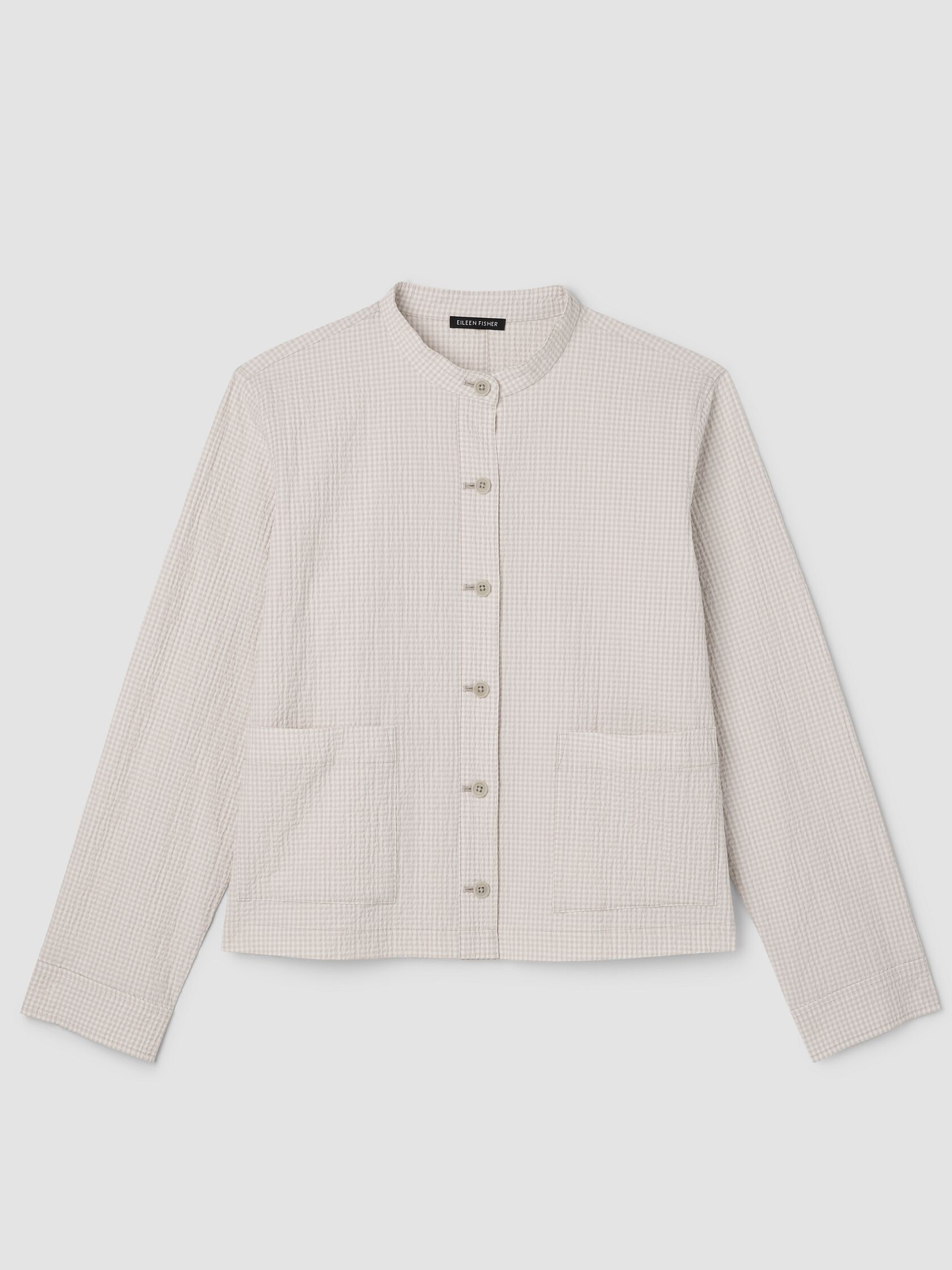 Organic Cotton Pucker Check Shirt Jacket