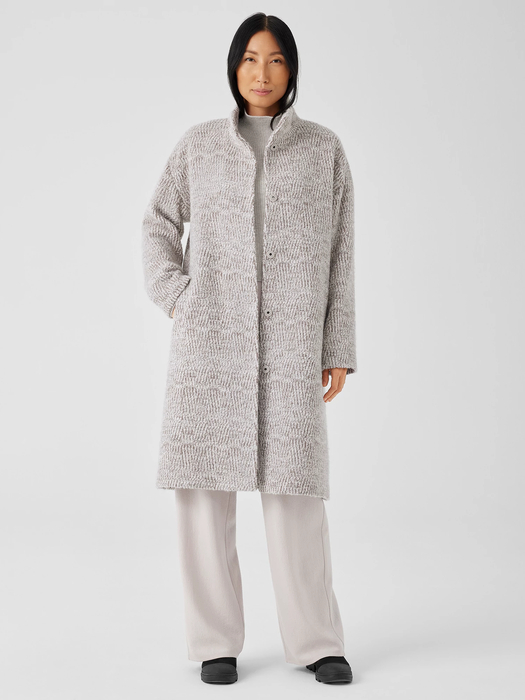 Alpaca Jacquard Stand Collar Coat