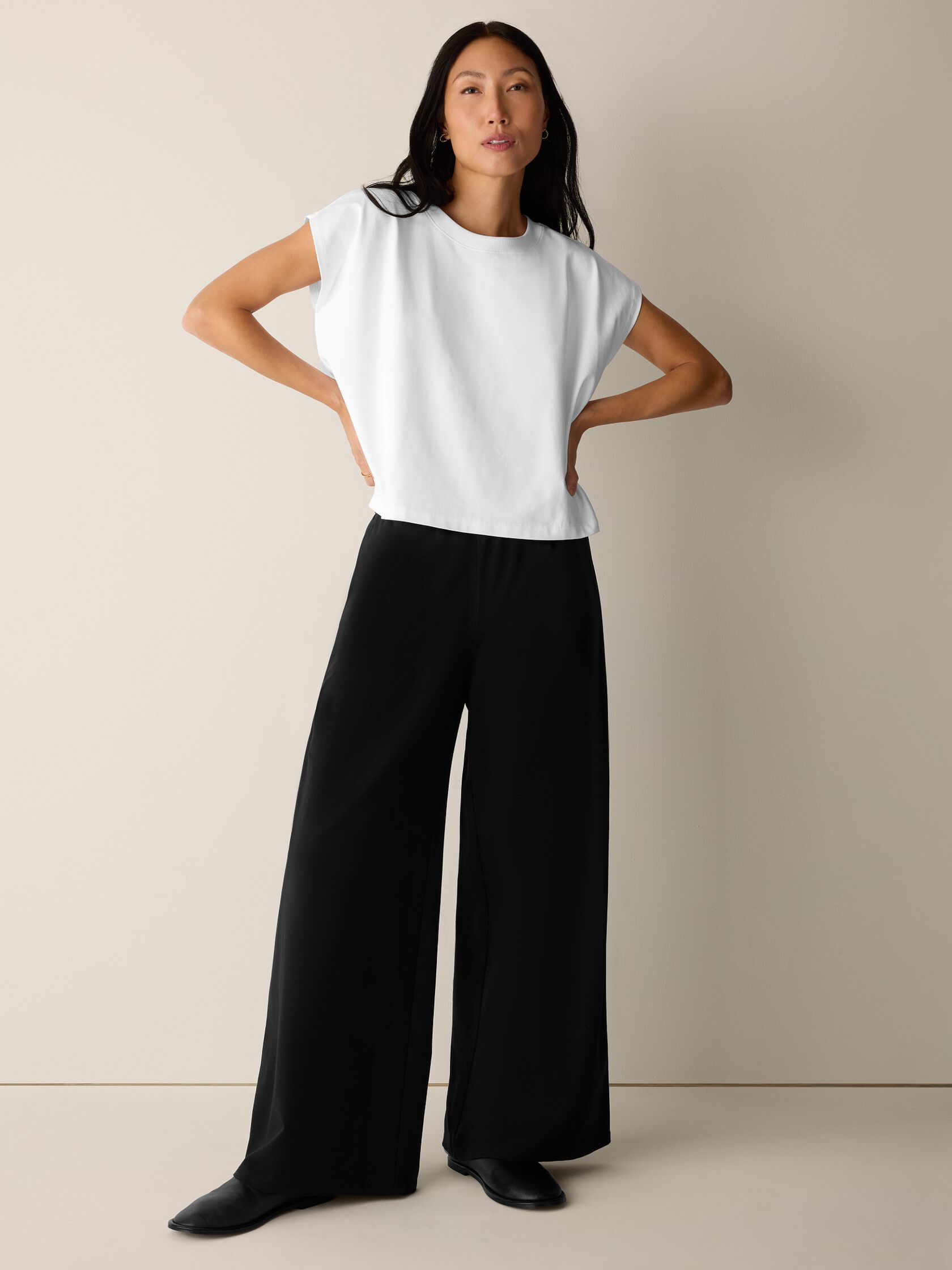 Pima Cotton Stretch Jersey Crew Neck Top