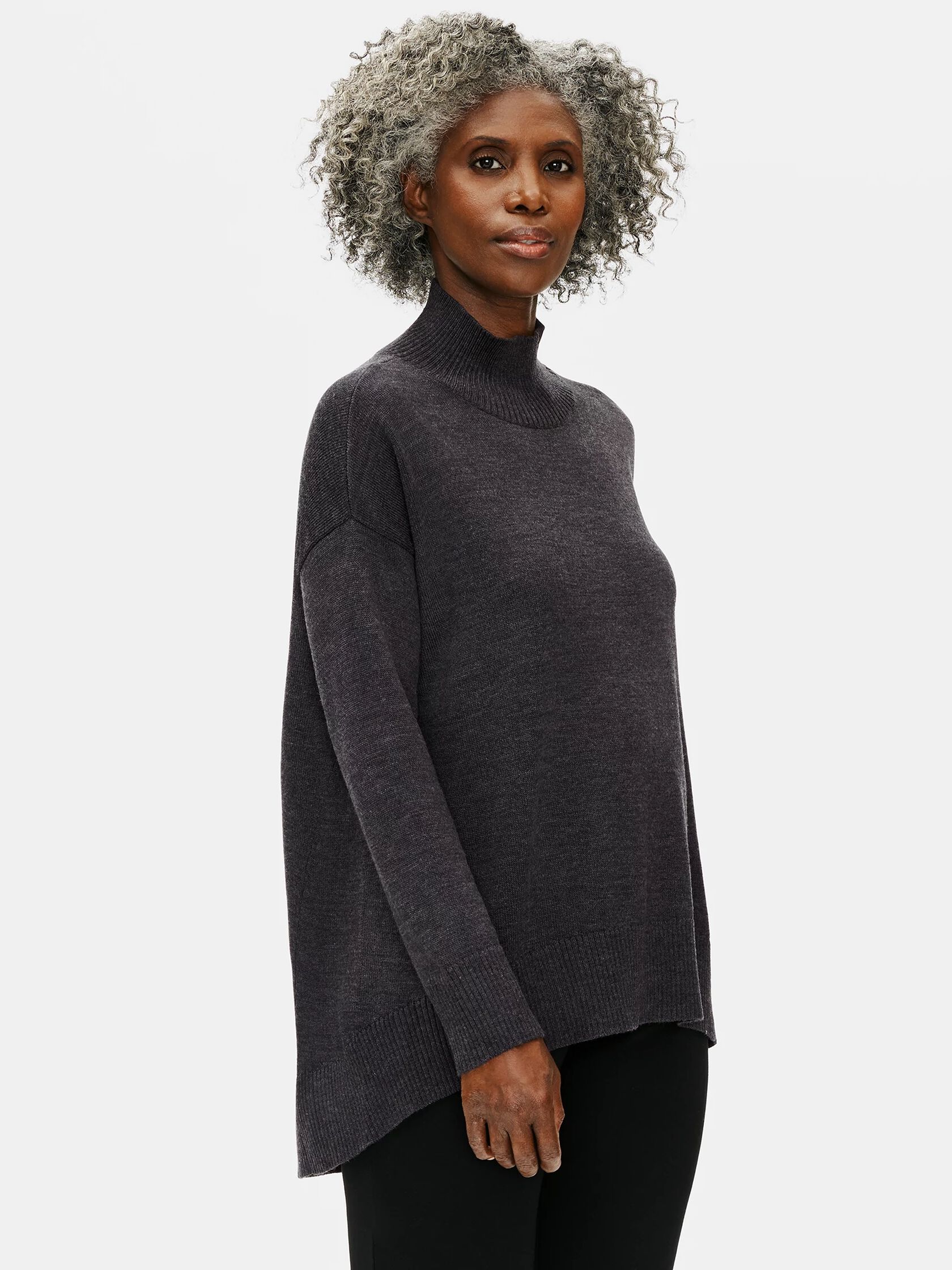 Merino Mock Neck Top in Regenerative Wool