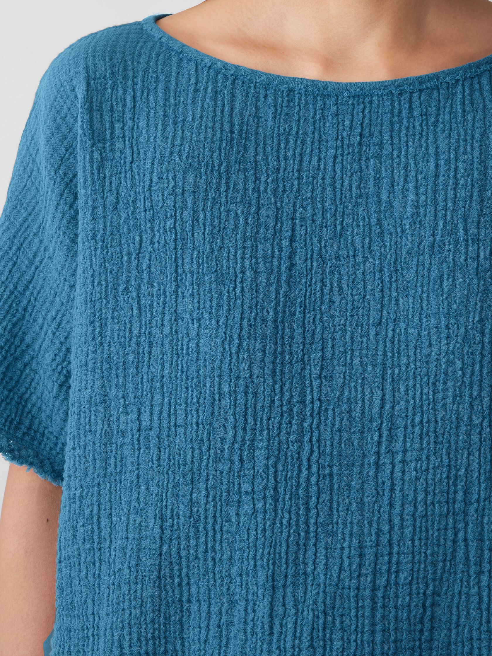 Organic Cotton Lofty Gauze Bateau Neck Top | EILEEN FISHER