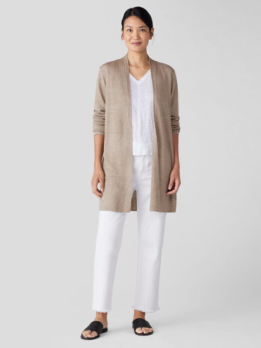 Organic Linen Délavé Rib Long Cardigan