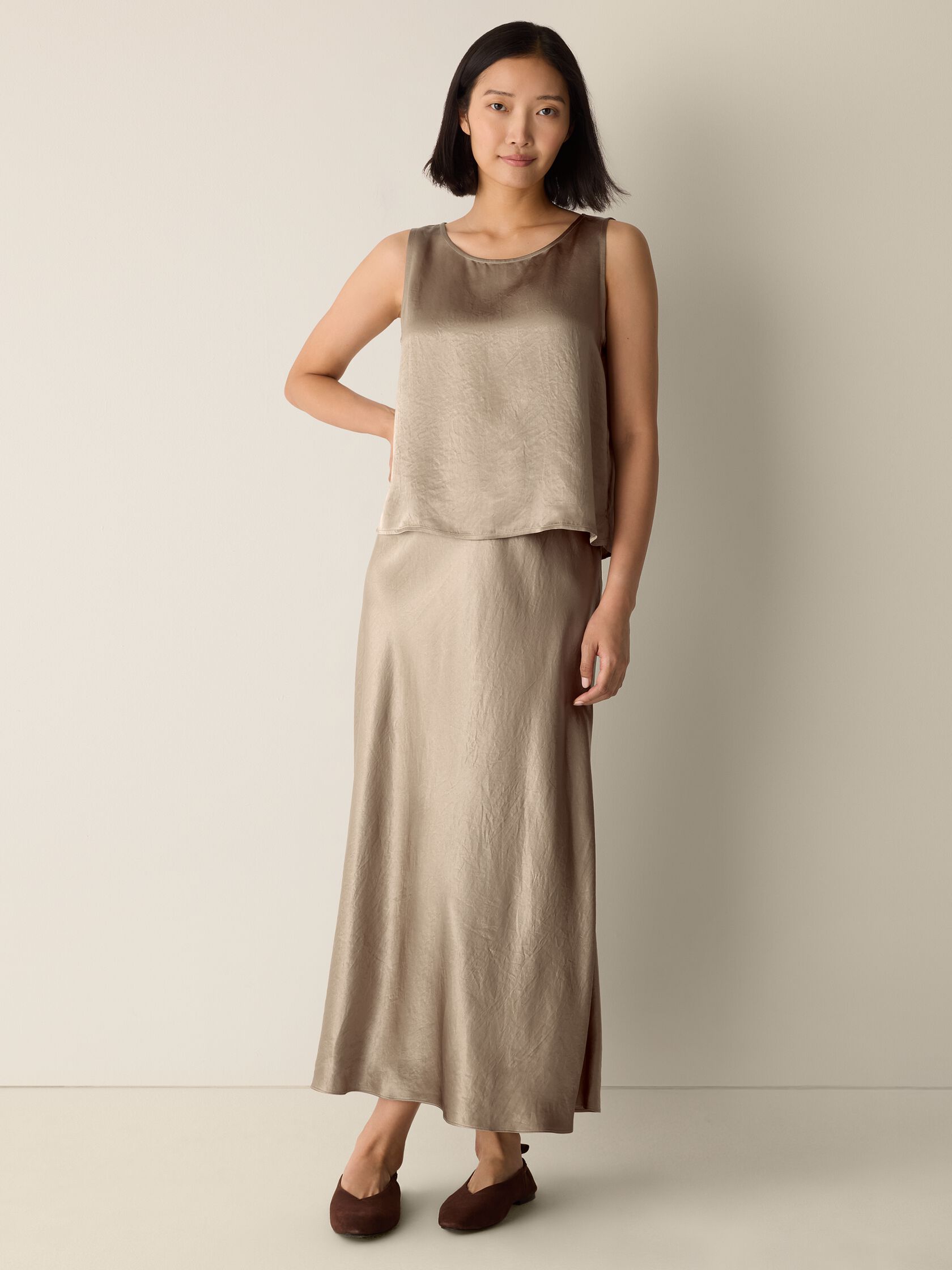 Textured Satin Slip Skirt
