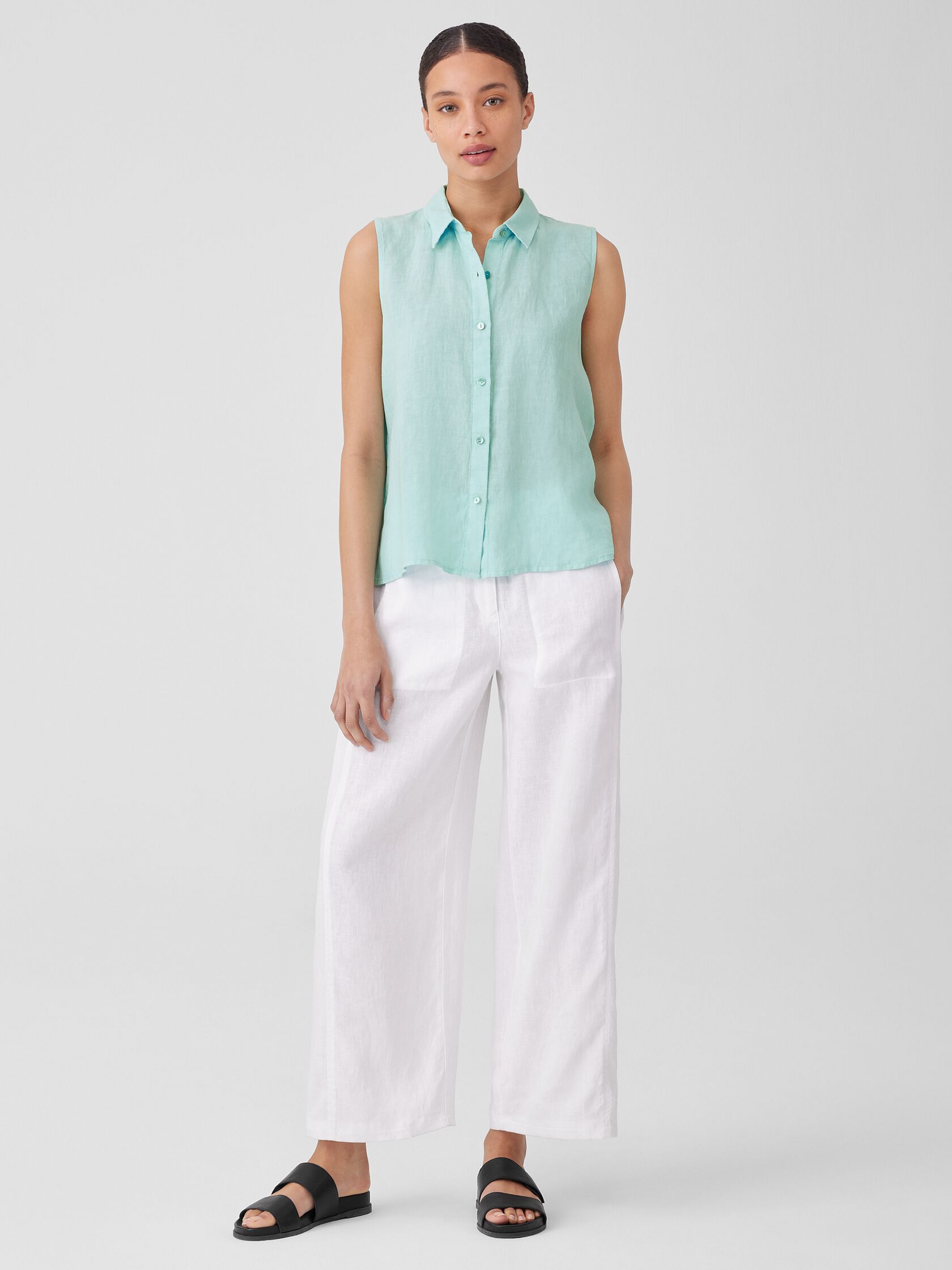 Garment-Dyed Handkerchief Linen Sleeveless Shirt