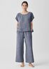 Puckered Organic Linen Wide-Leg Pant