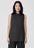 Puckered Organic Linen Mock Neck Top