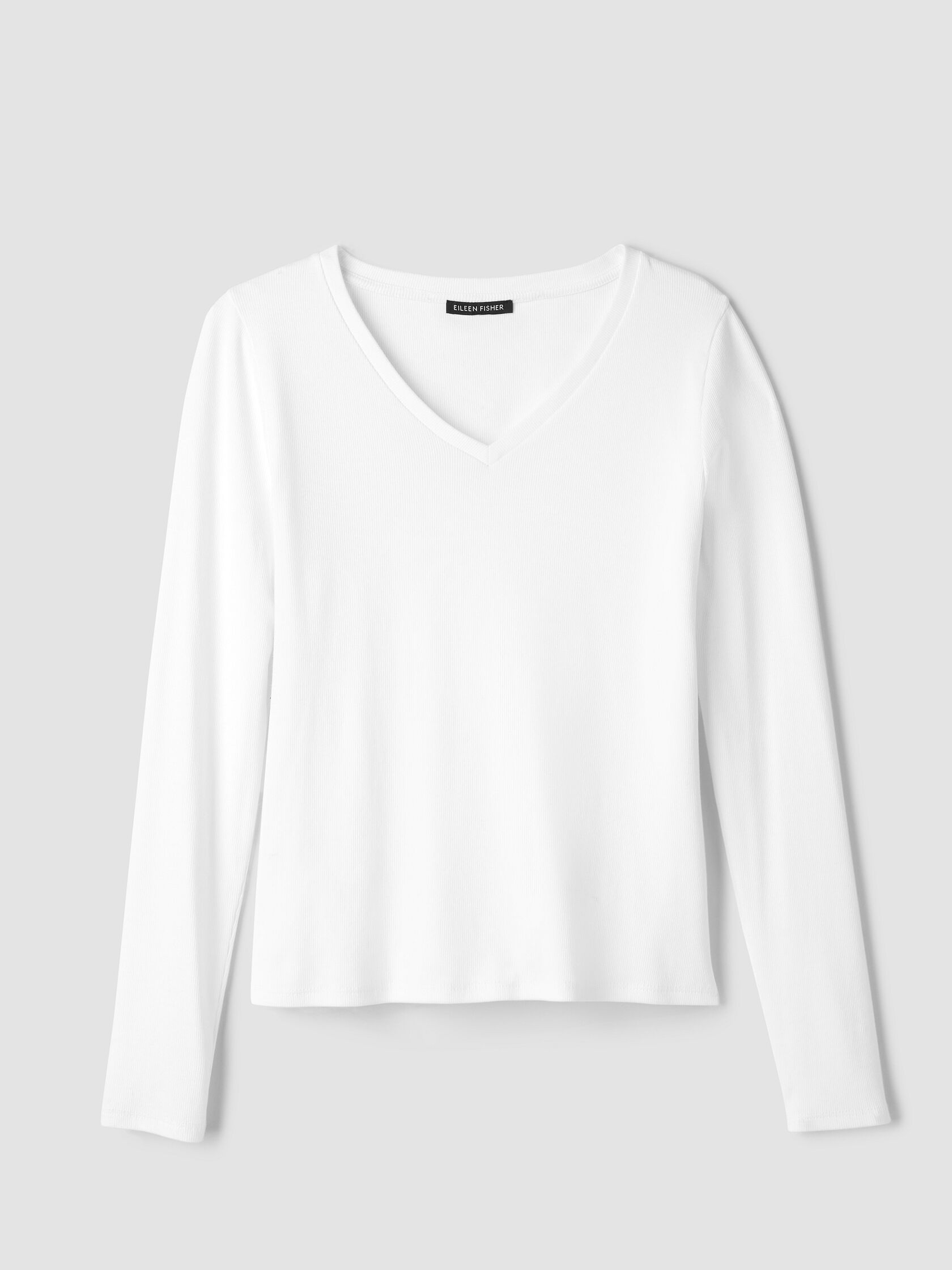 Organic Cotton Stretch Rib V-Neck Top