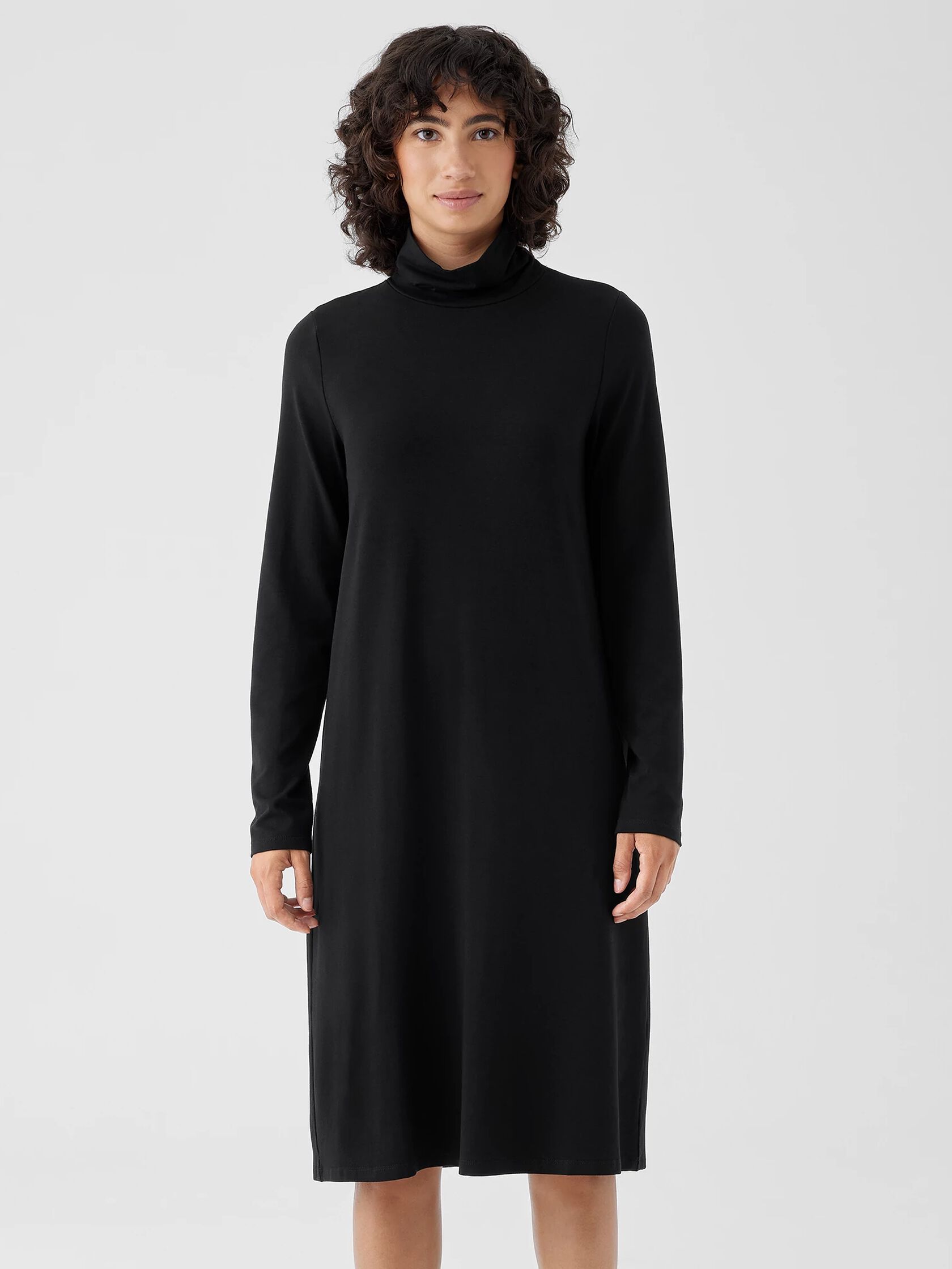 Stretch Jersey Knit Scrunch Neck Dress