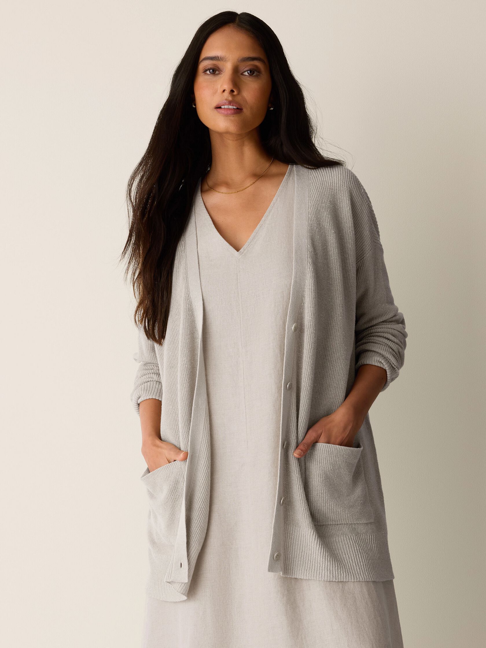 Organic Linen Cotton Slouchy Long Cardigan