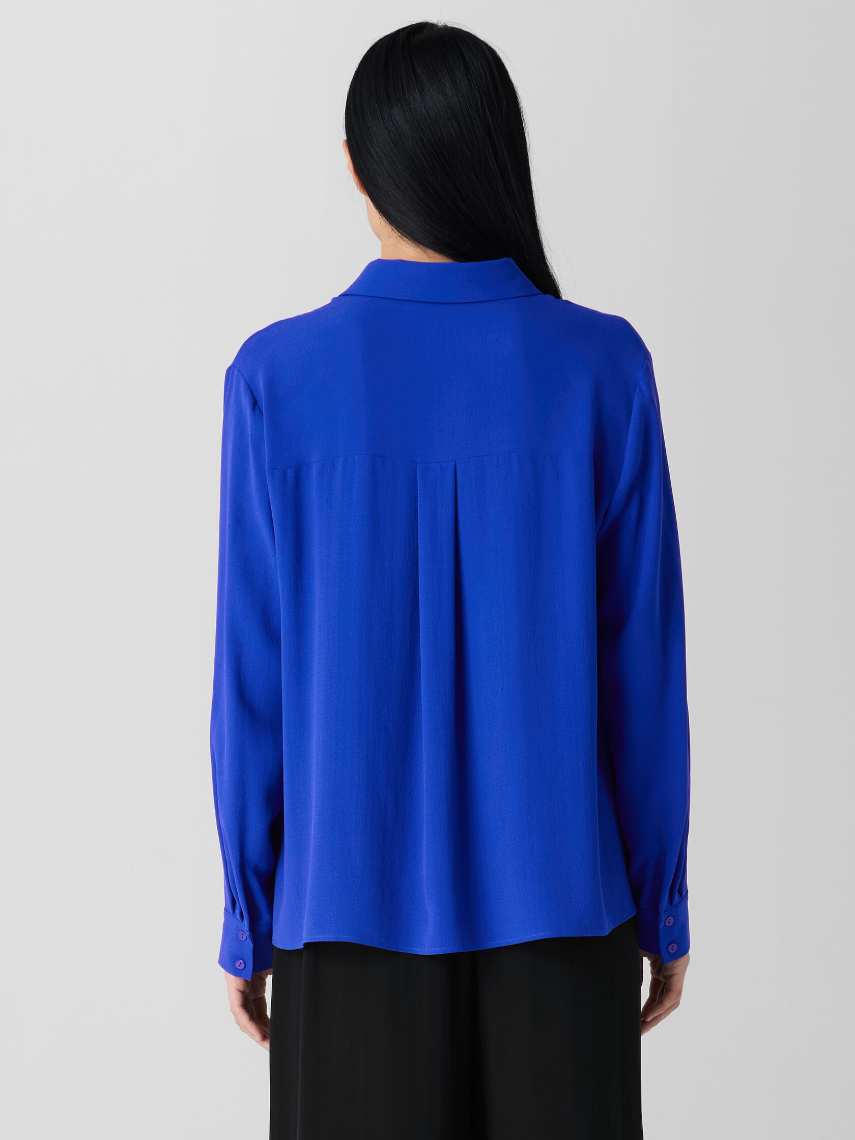 Silk Georgette Crepe Classic Collar Shirt