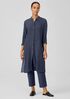 Accordion Silk Jacquard Mandarin Collar Long Shirt