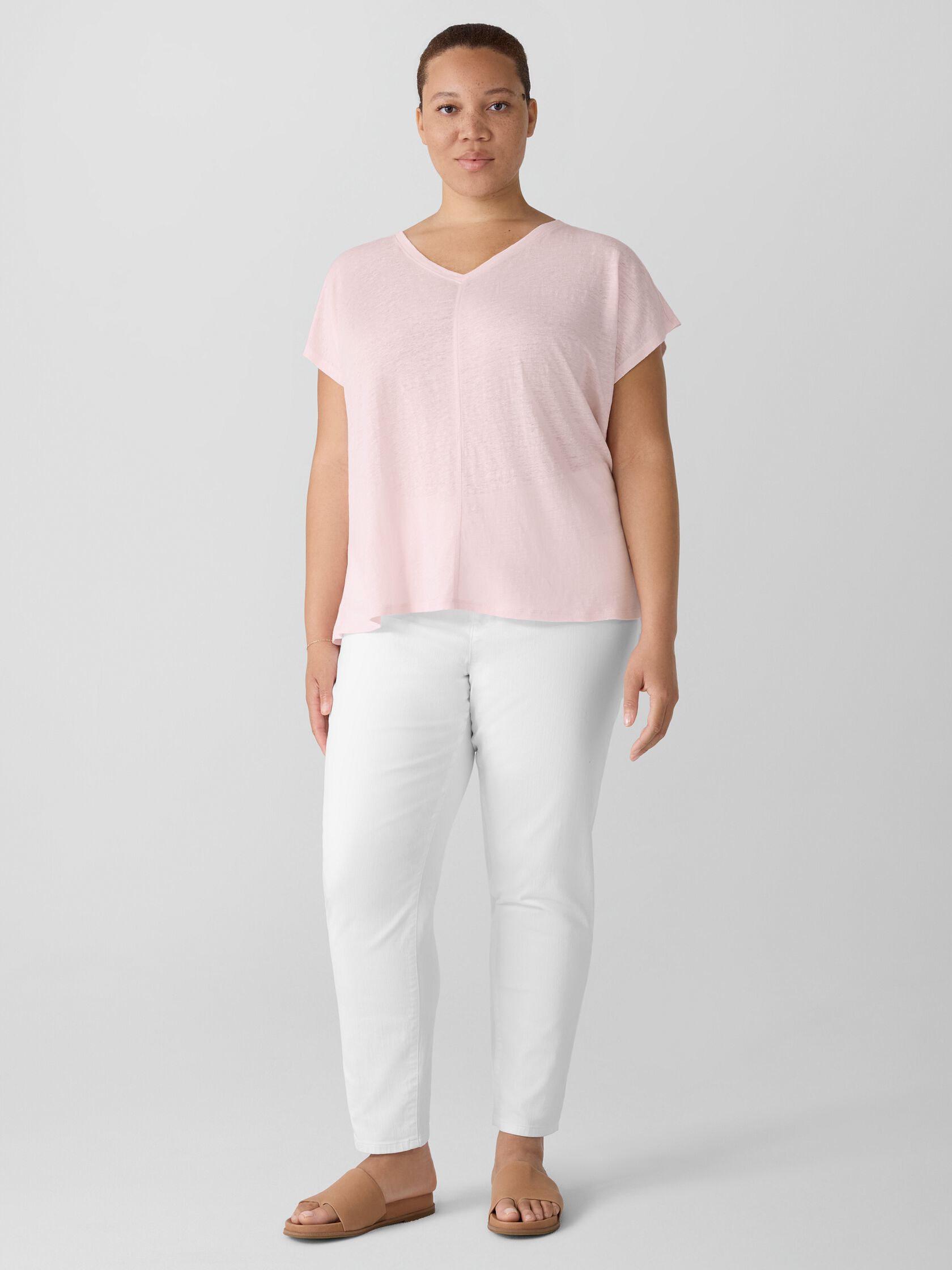 Organic Linen Jersey V-Neck Tee