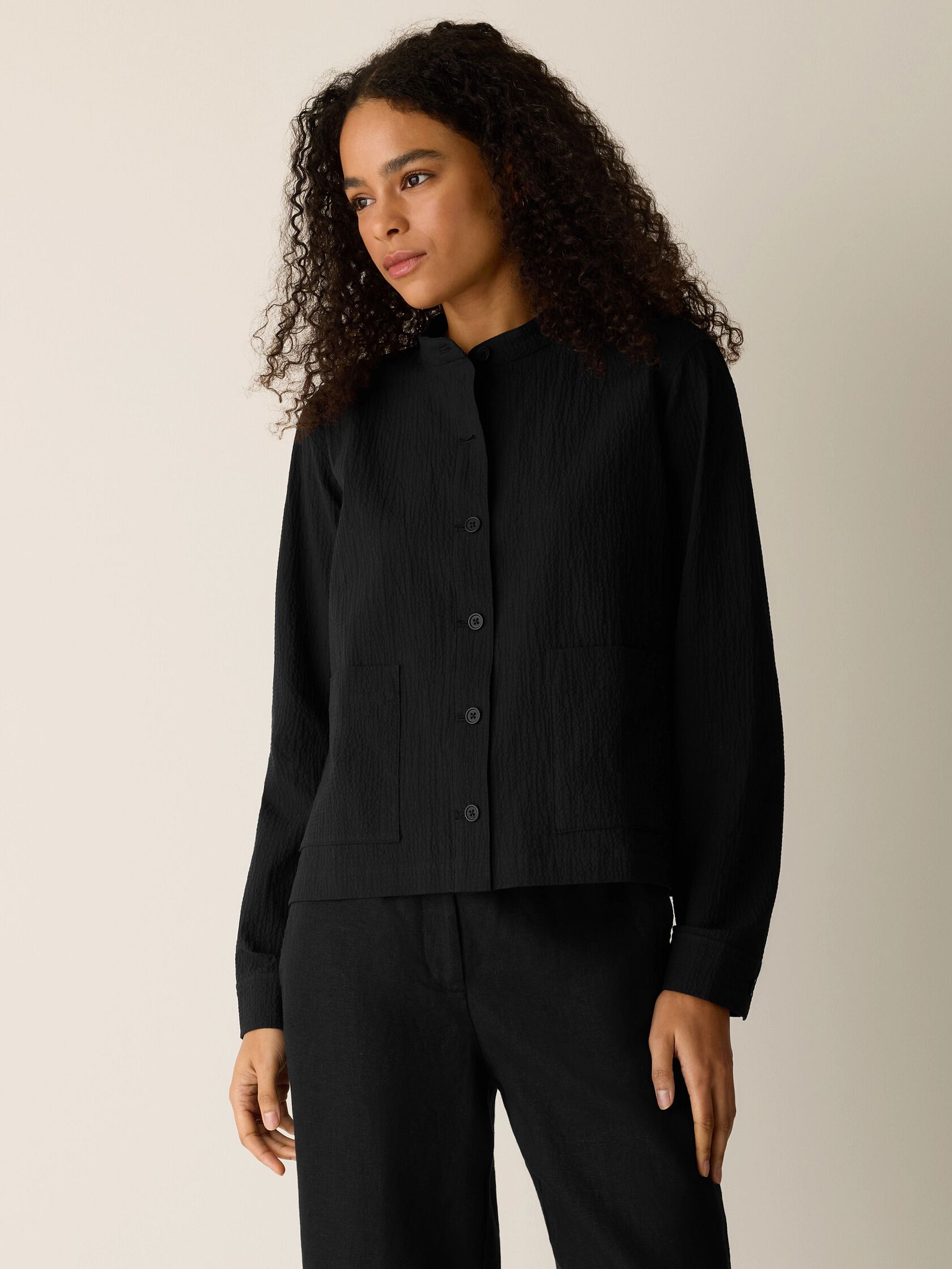 Organic Cotton Pucker Shirt Jacket