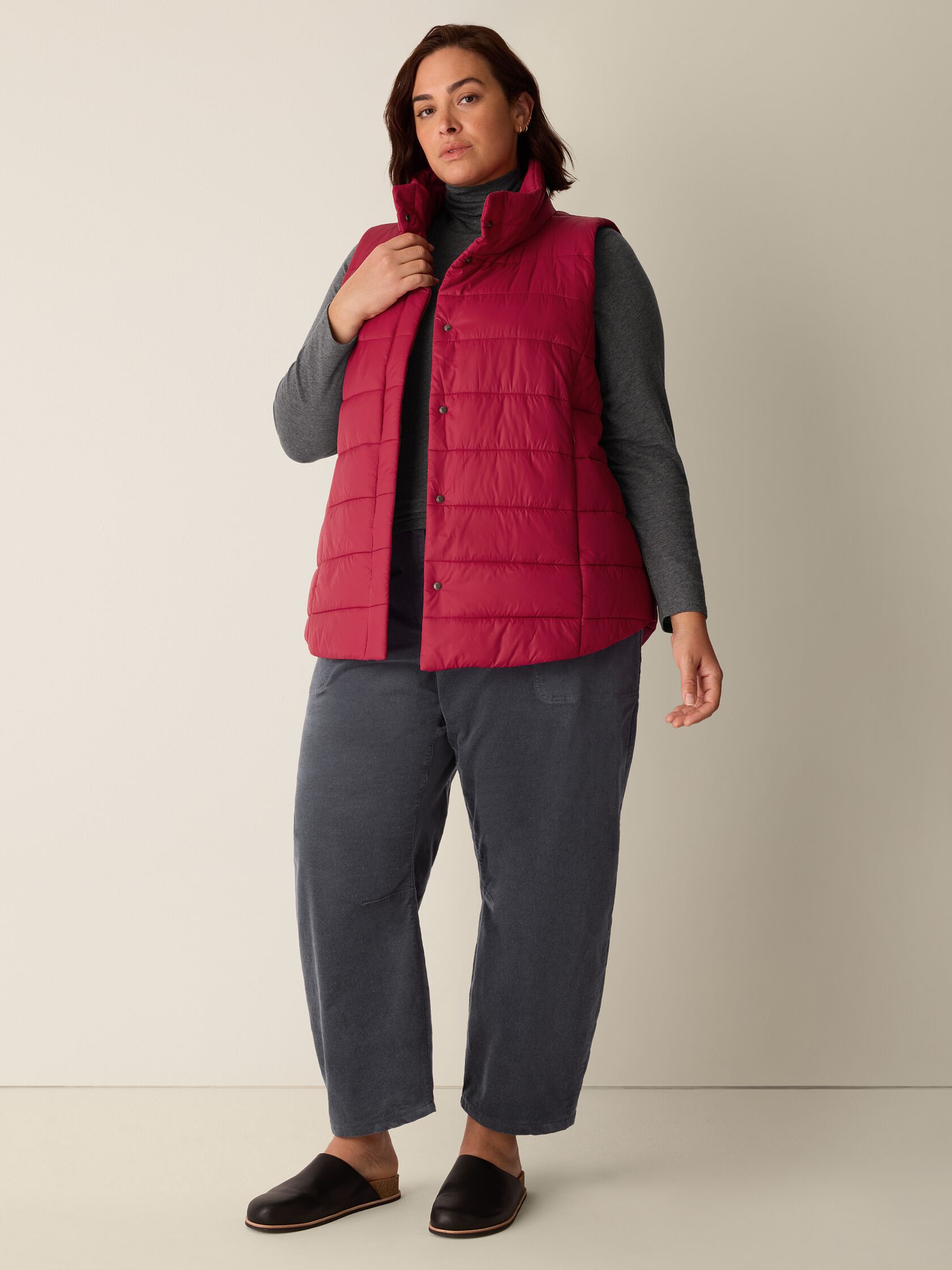 Eggshell Recycled Nylon Stand Collar Vest