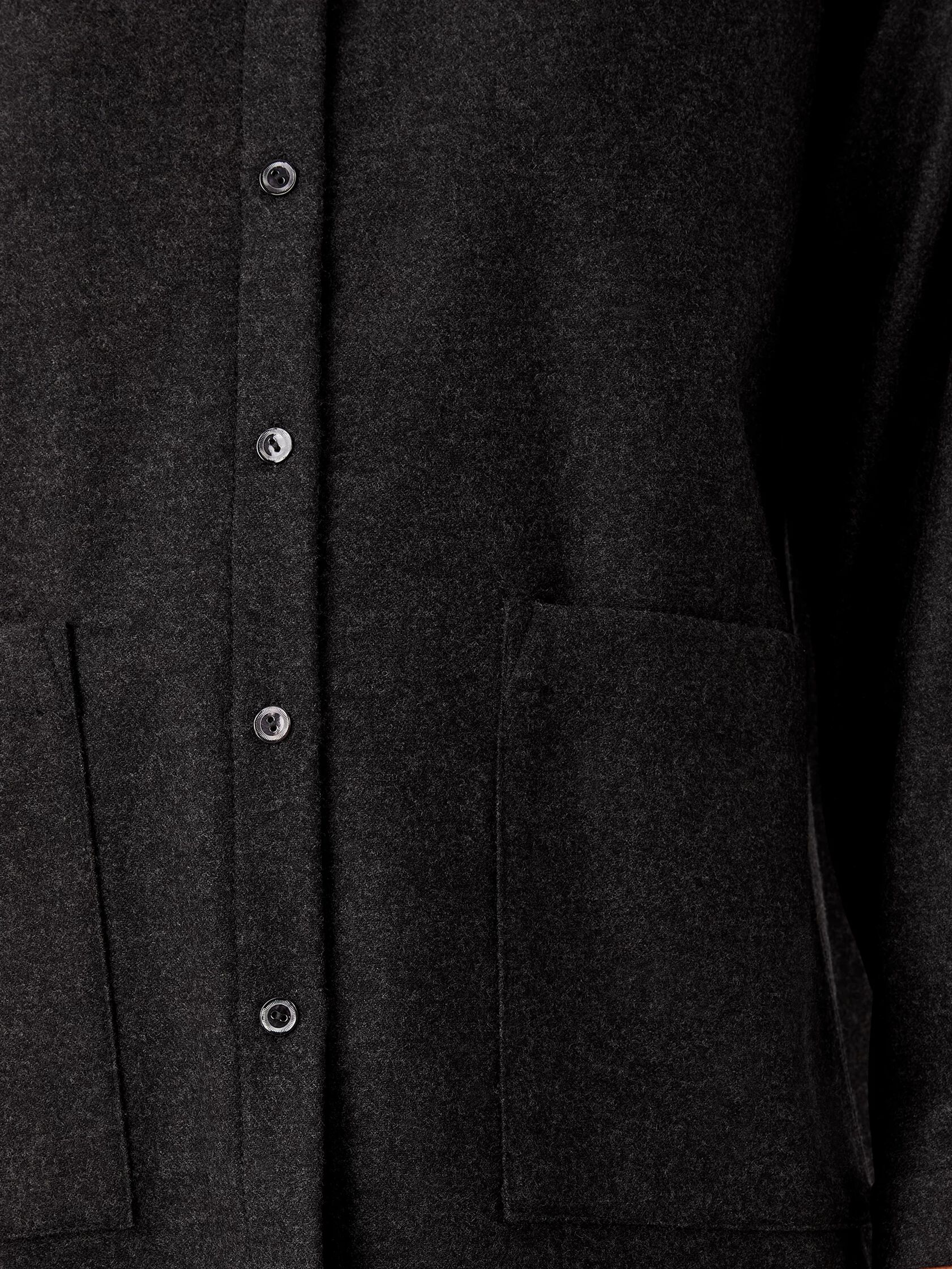 Soft Wool Flannel Mandarin Collar Shirt