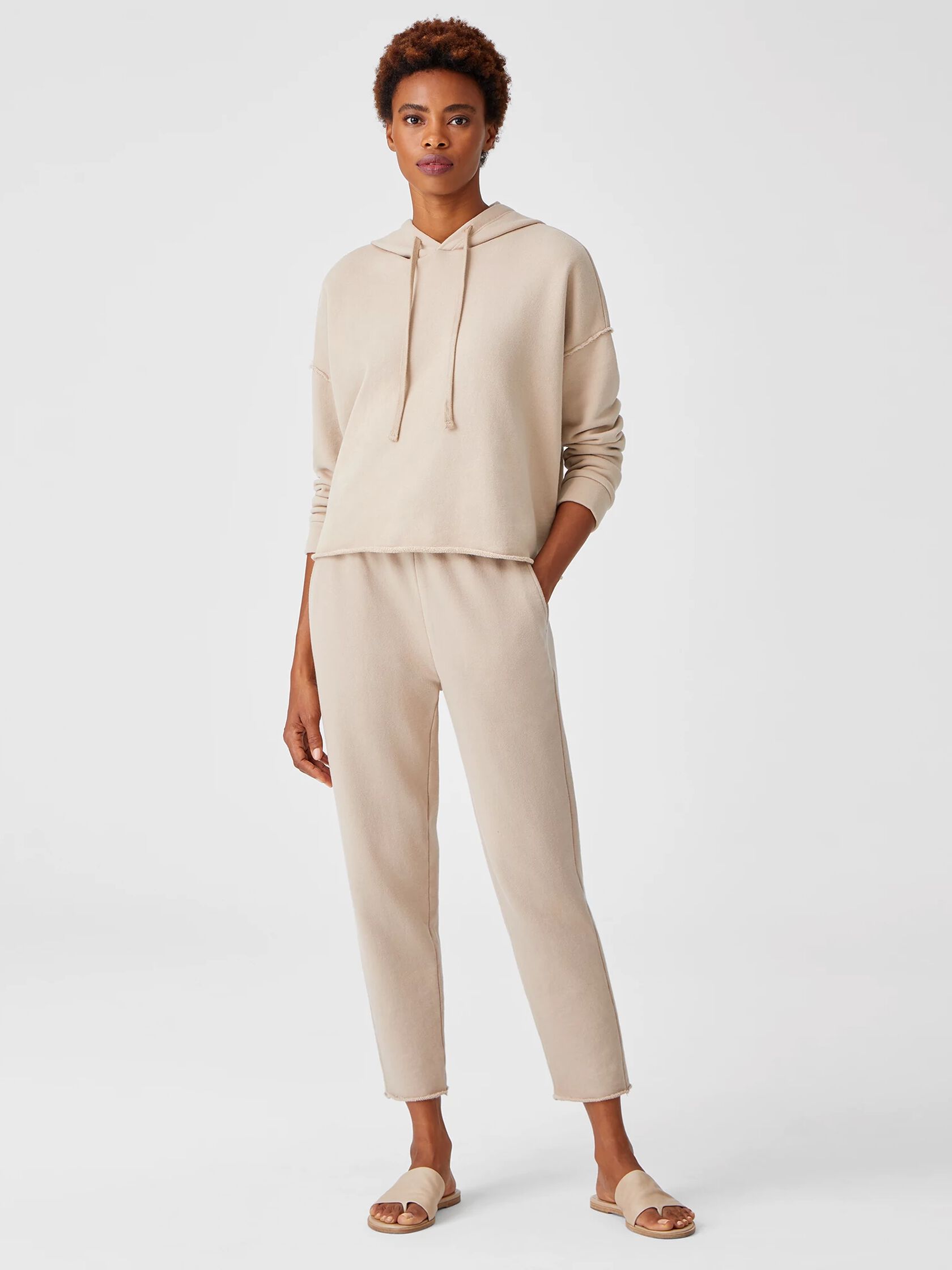 Organic Cotton French Terry Hooded Top | EILEEN FISHER