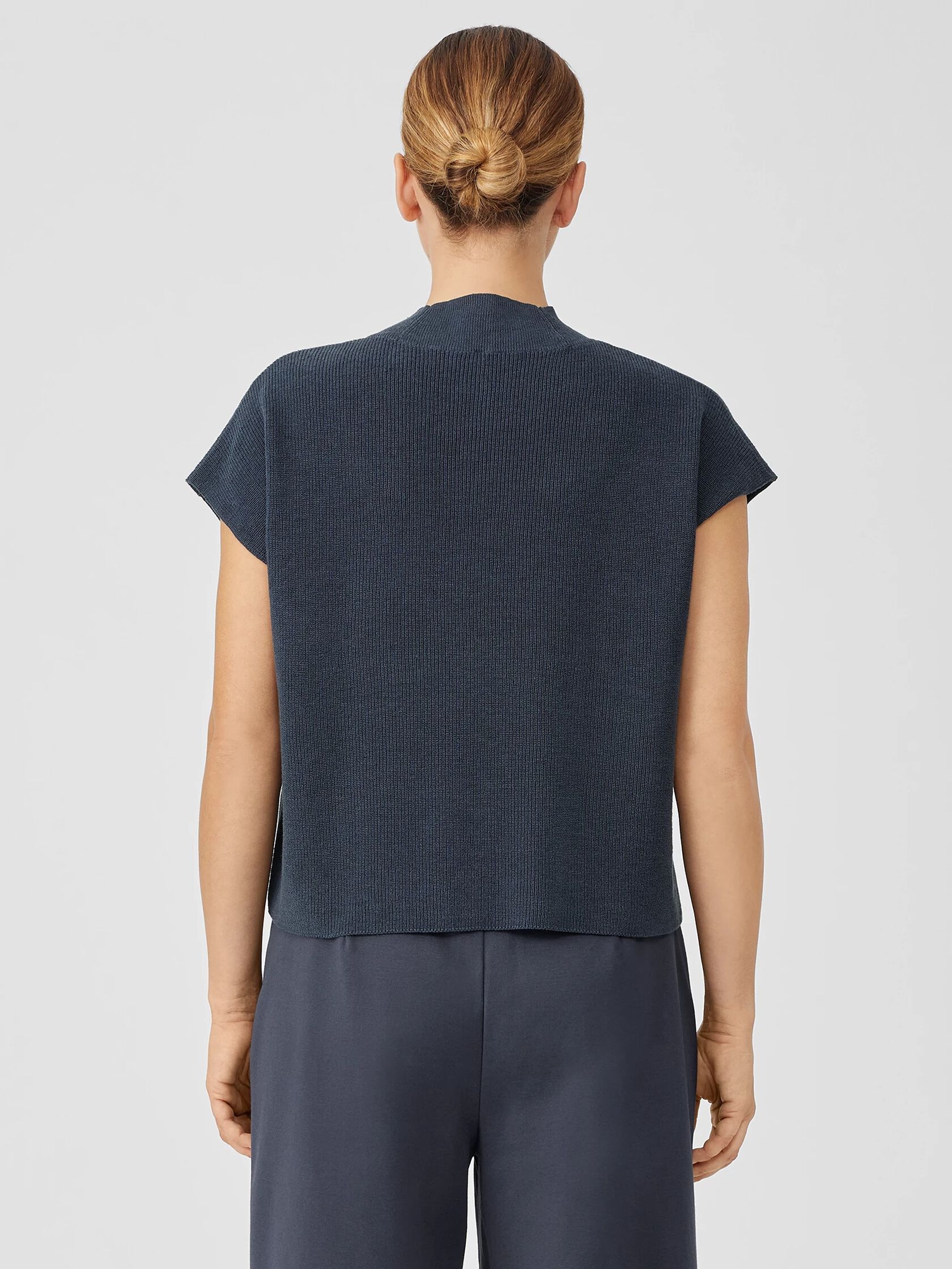 Organic Linen Cotton Mock Neck Top