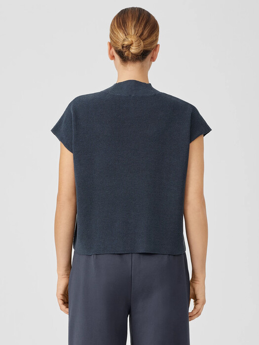 Organic Linen Cotton Mock Neck Top