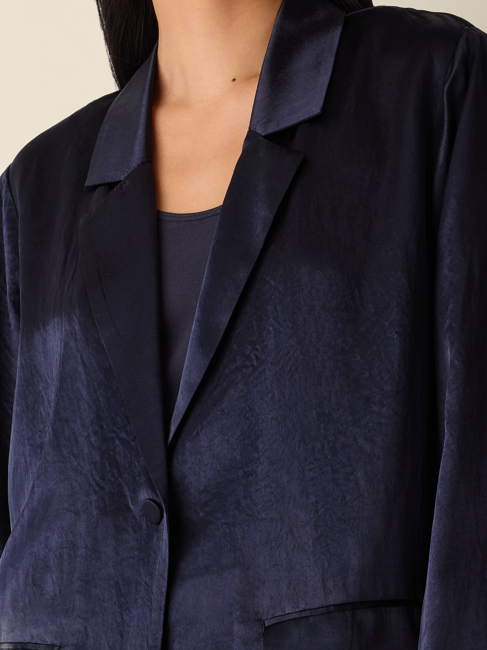 Textured Satin Long Blazer