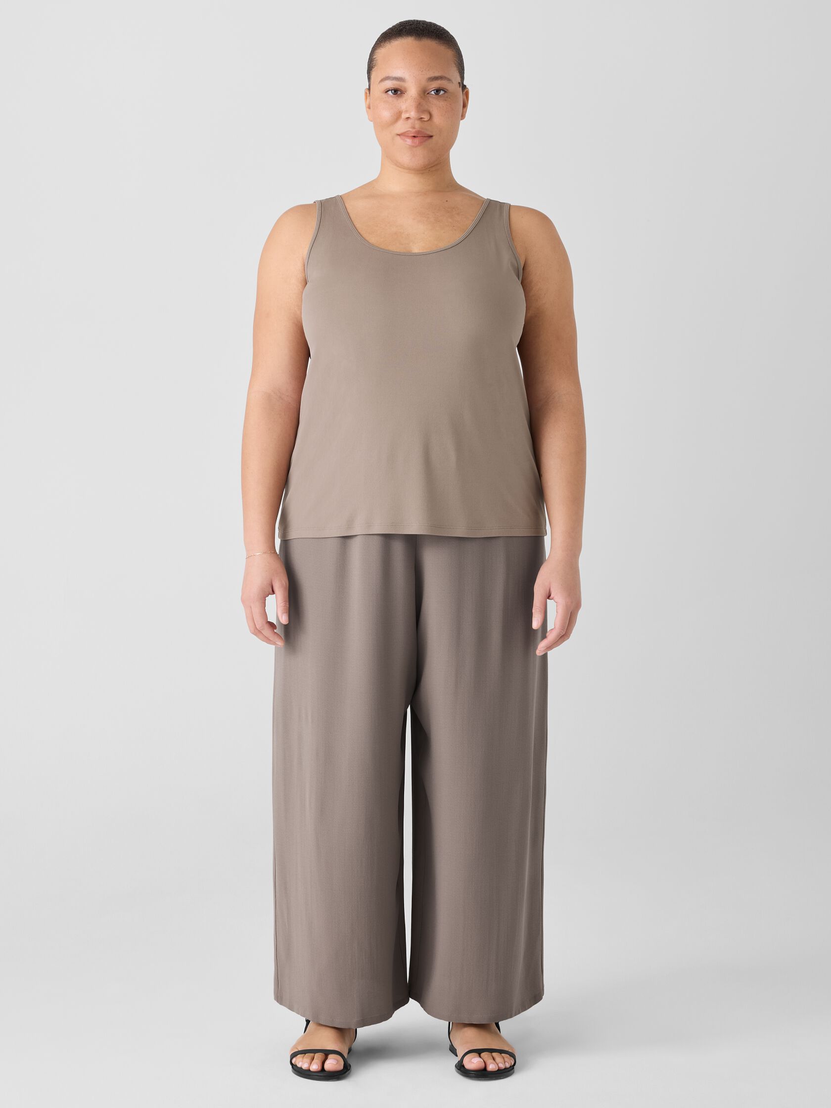 Stretch Silk Jersey Scoop Neck Tank