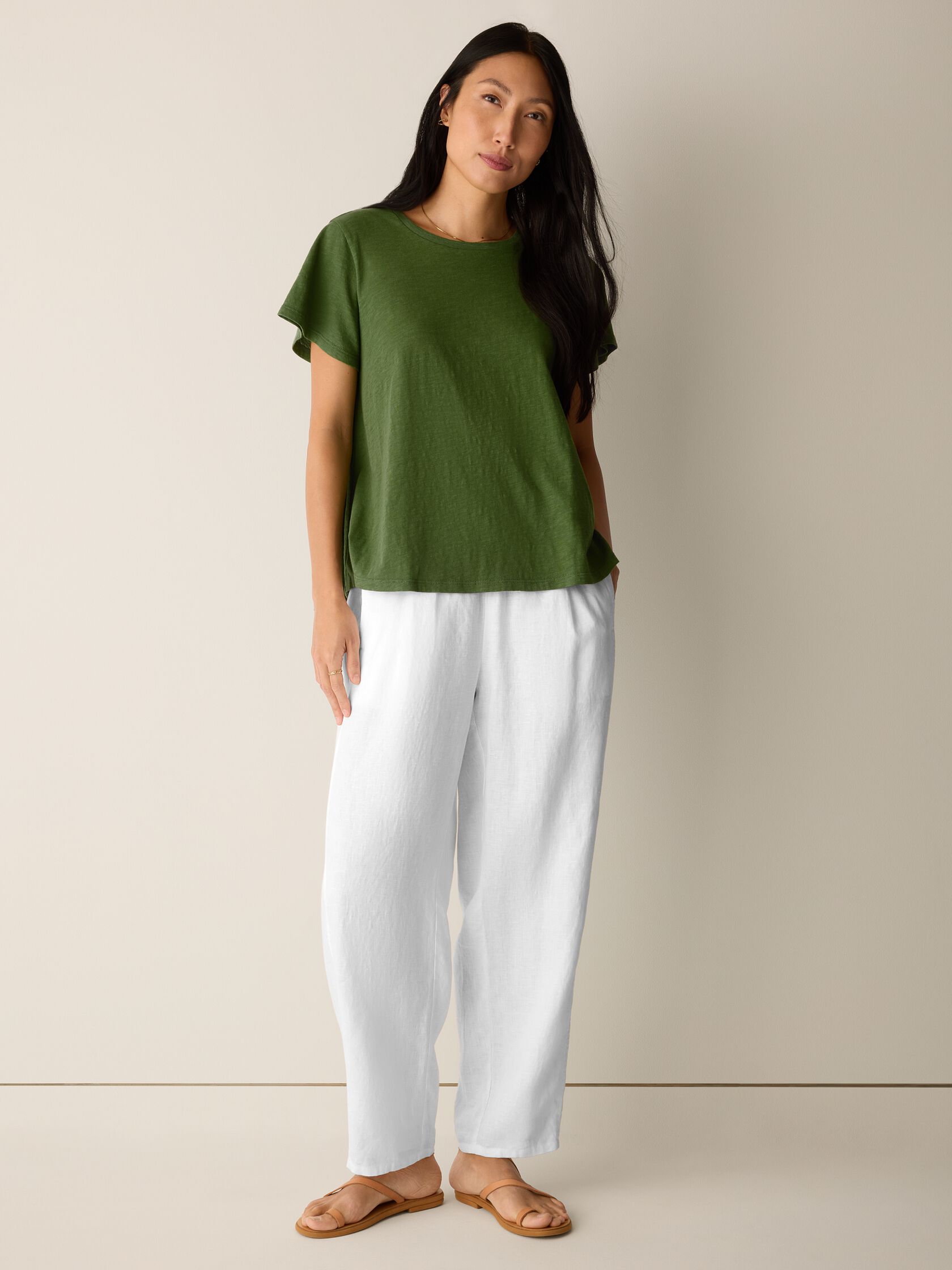 Organic Cotton Slubby Jersey Crew Neck Tee