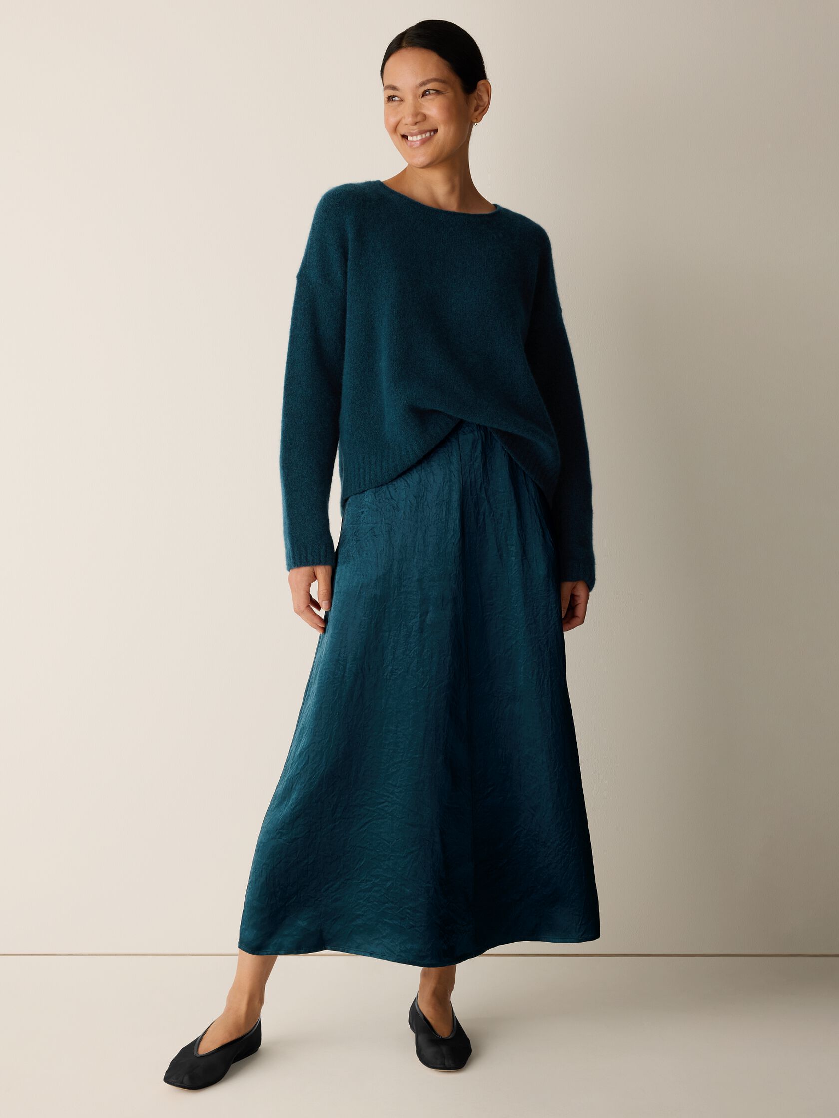 Textured Satin Half-Circle Skirt