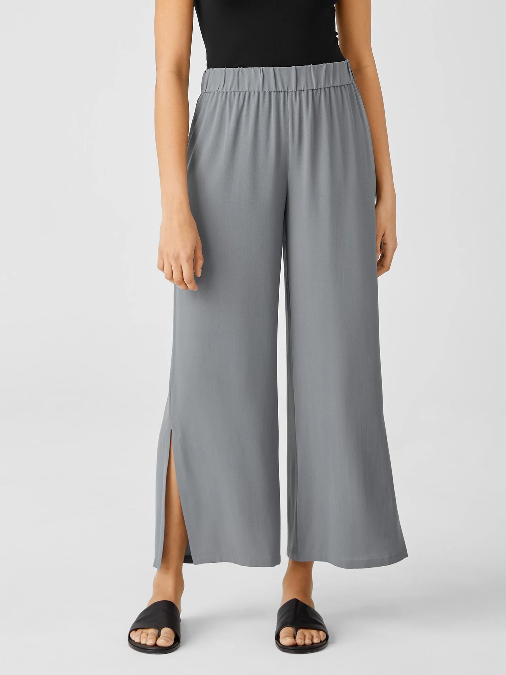 Silk Crepe Pant with Slits EILEEN FISHER