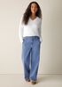 Cotton Stretch Denim Wide-Leg Trouser