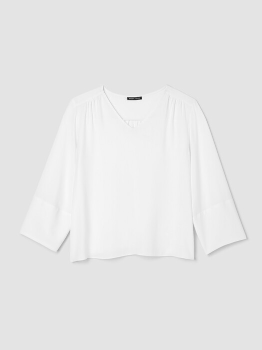 Silk Georgette Crepe V-Neck Top