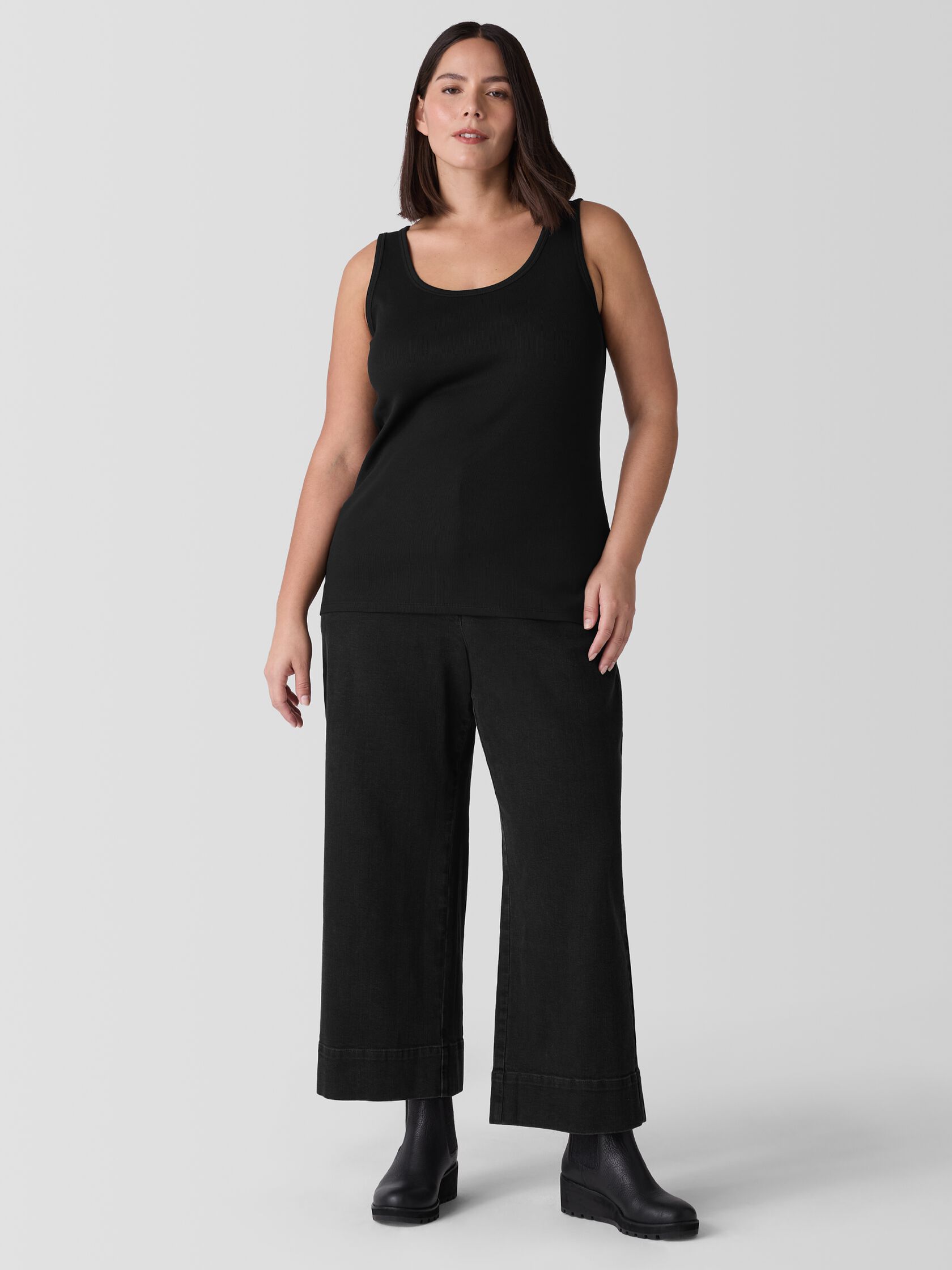 Organic Cotton Stretch Rib Scoop Neck Tank