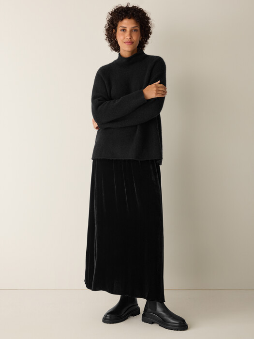 Cashmere Silk Boucle Bliss Turtleneck Top