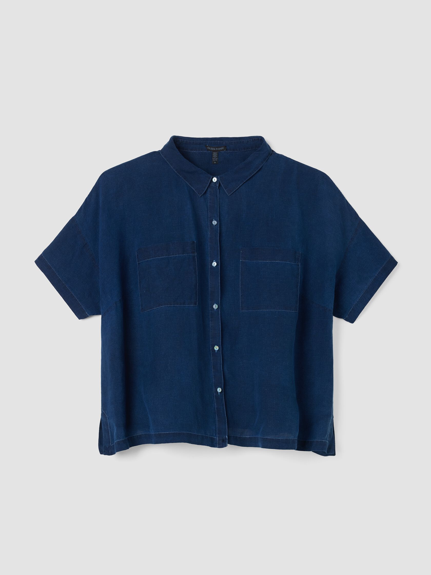 Renew Organic Linen Classic Collar Short-Sleeve Shirt, 3X