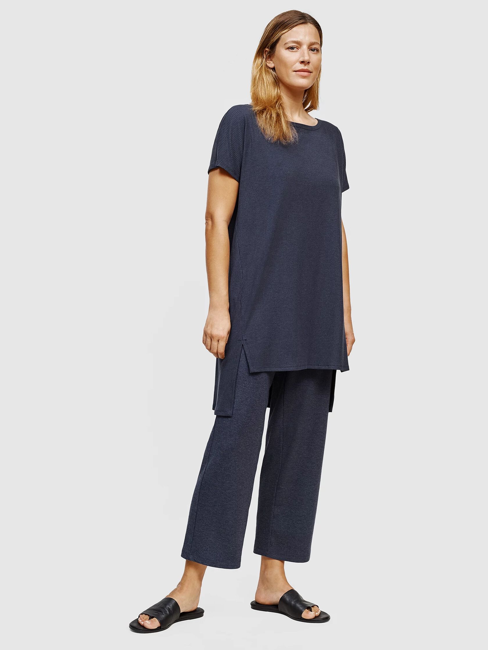 Tencel Rib Wide-Leg Pant
