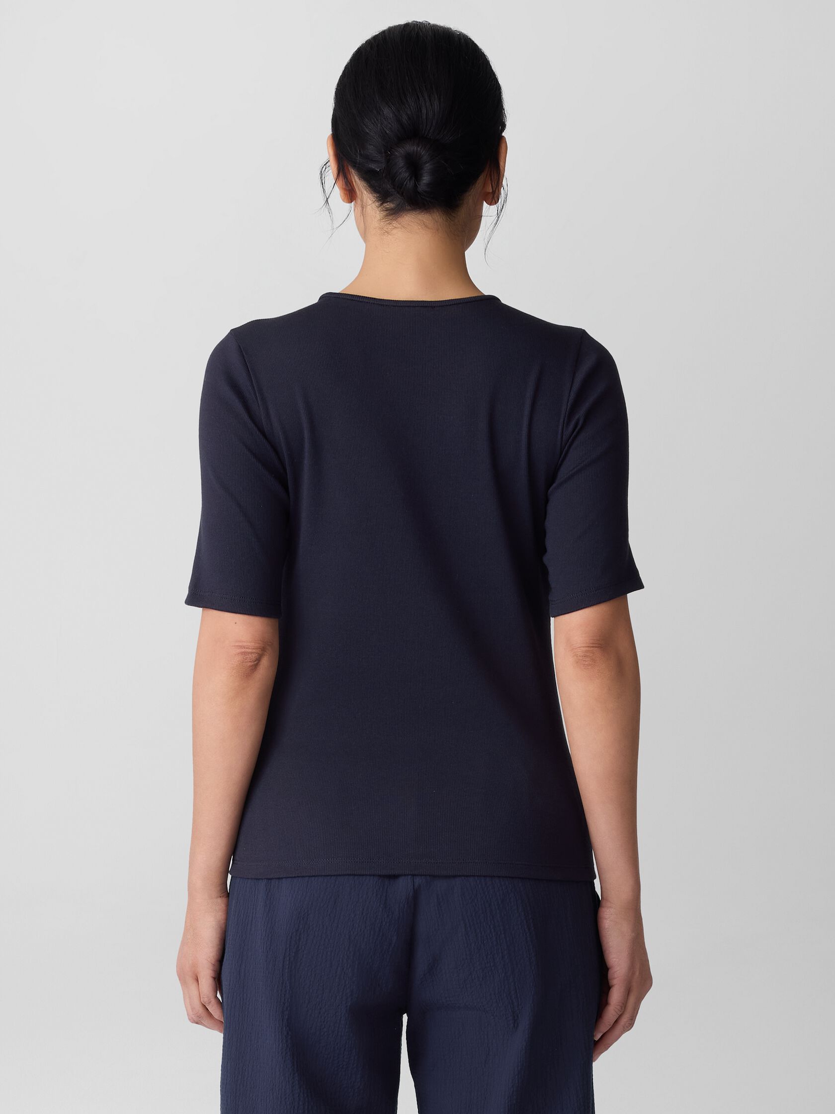 Organic Cotton Stretch Rib Crew Neck Top