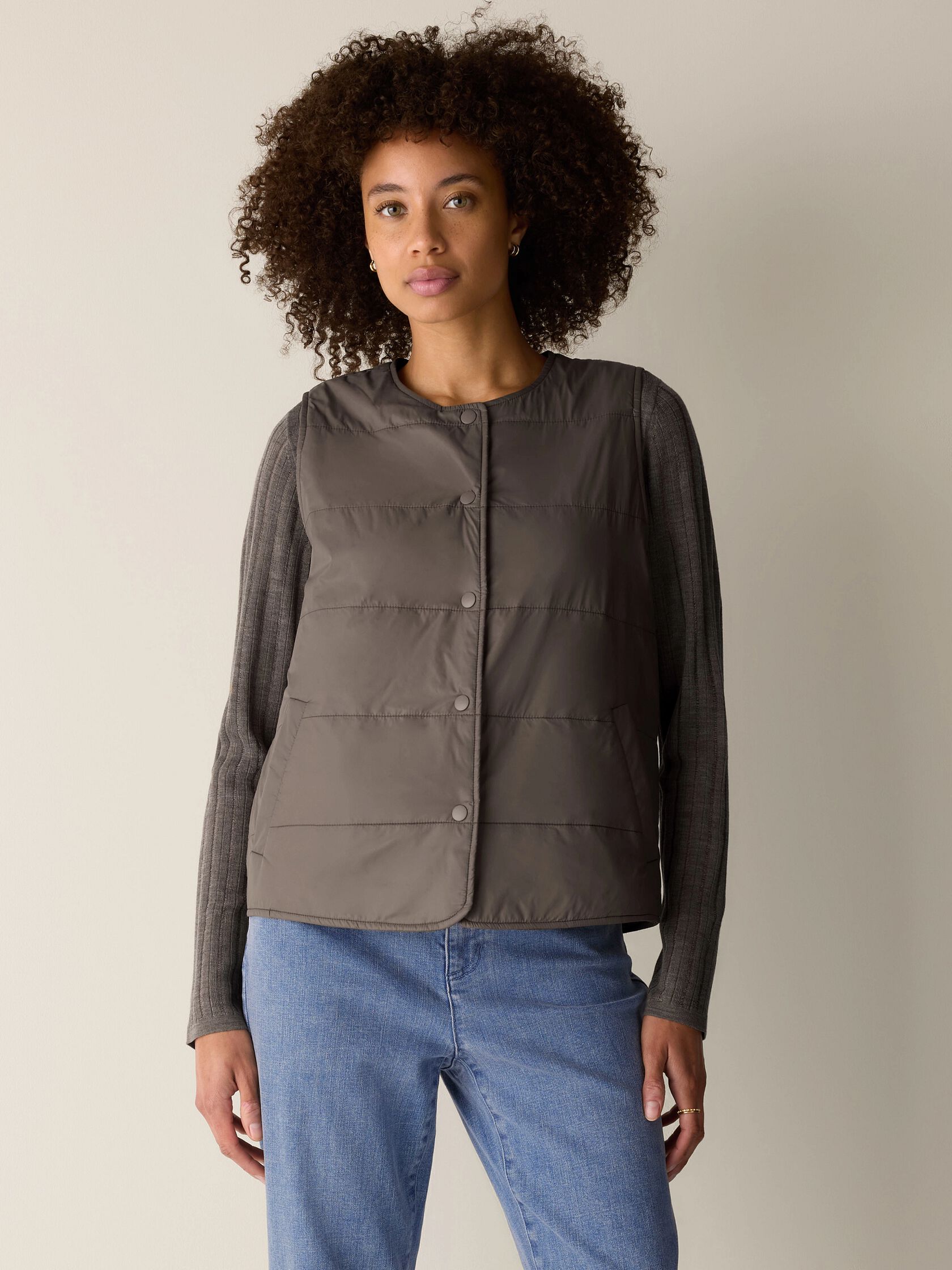 Eggshell Recycled Nylon Quilted Vest