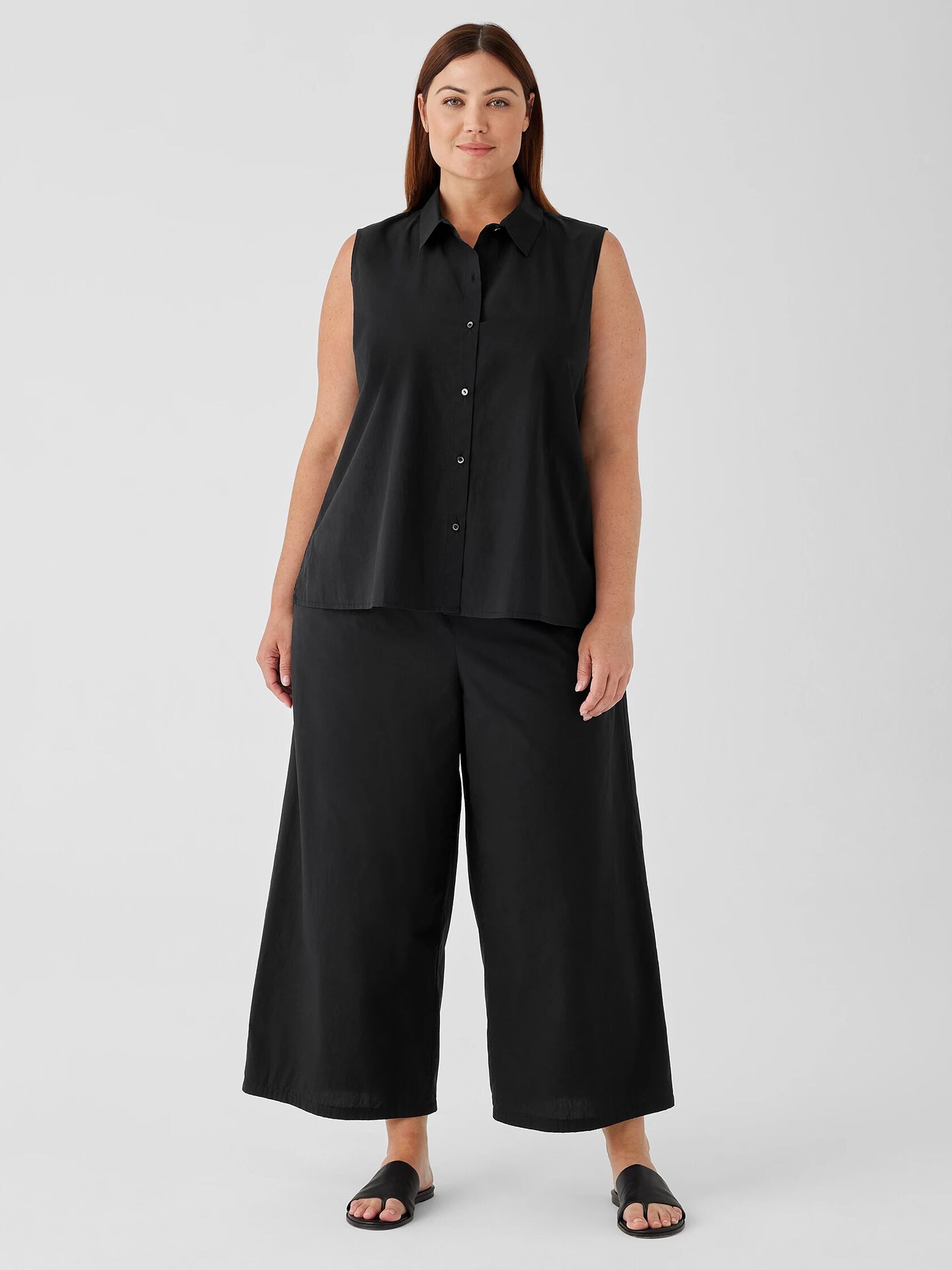 Washed Organic Cotton Poplin Sleeveless Shirt