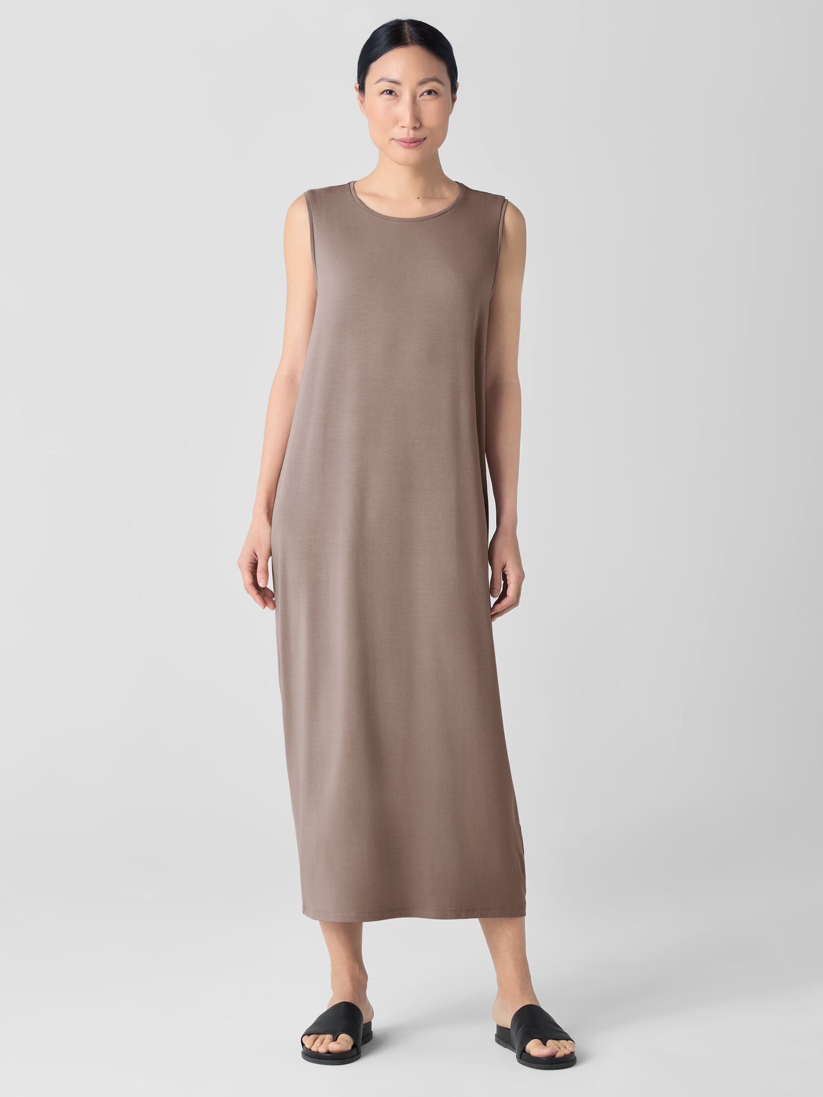 Stretch Jersey Knit Round Neck Dress