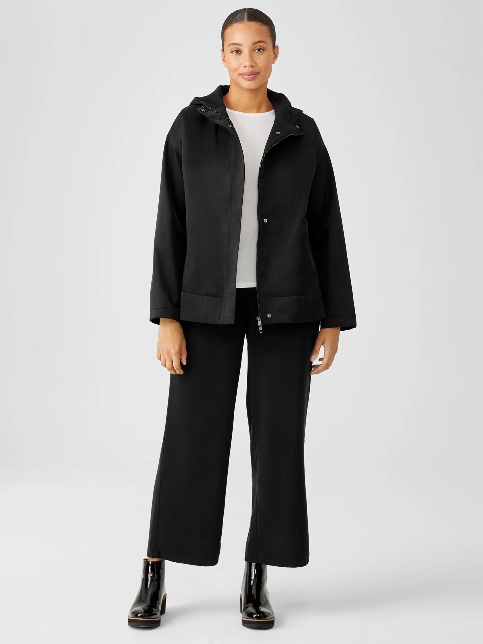 Organic Cotton Nylon Hooded Jacket | EILEEN FISHER