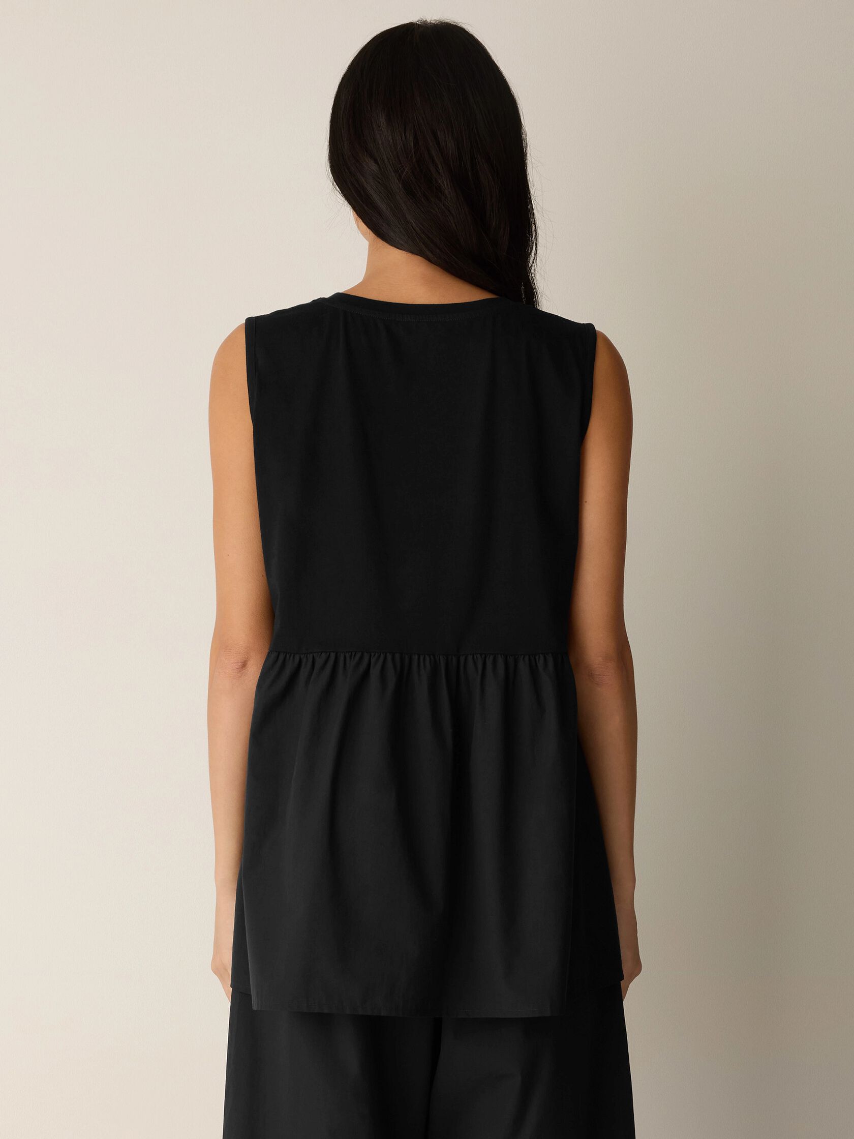 Organic Cotton Poplin Round Neck Long Top