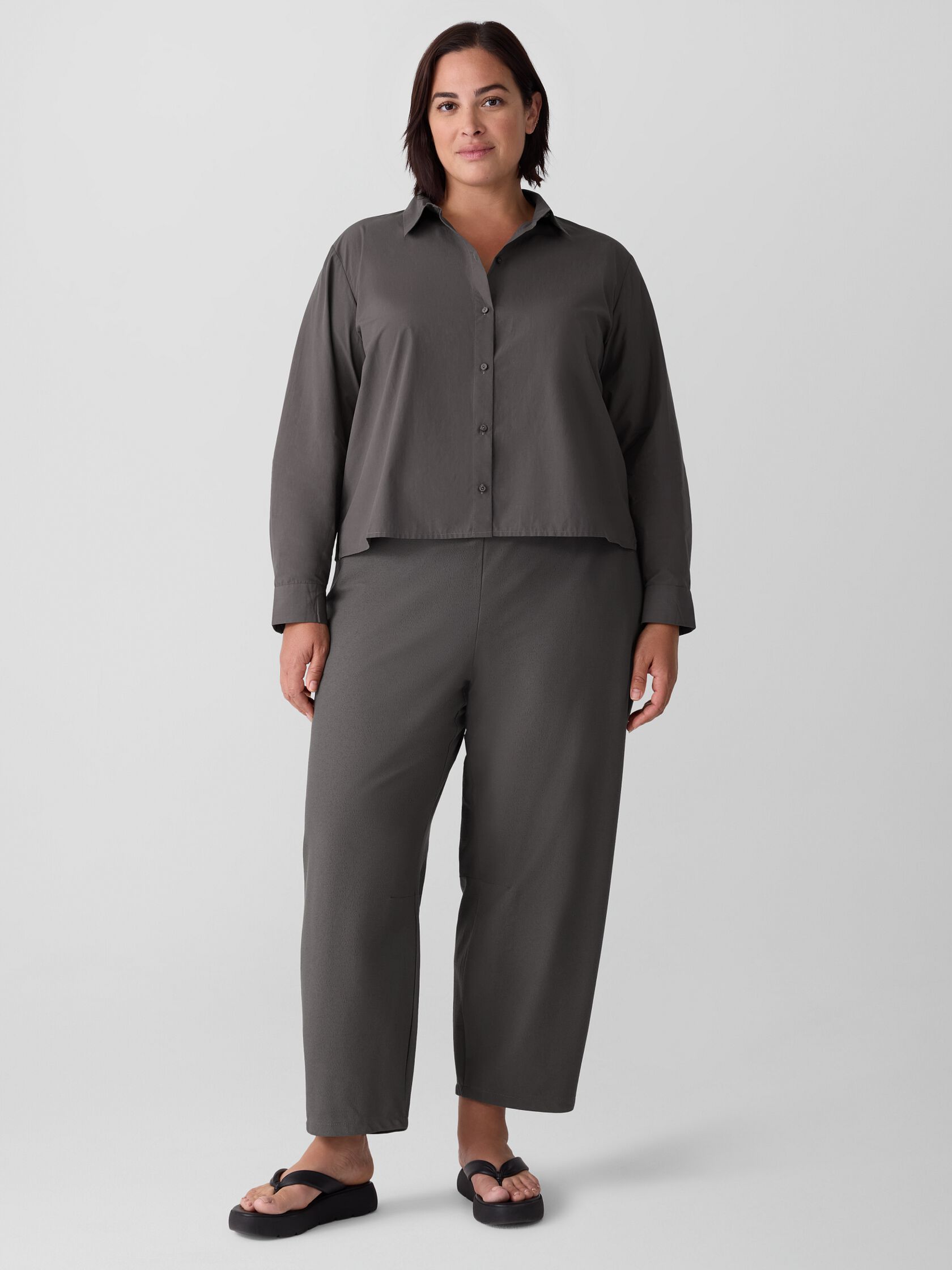 Washed Organic Cotton Poplin Classic Collar Short Shirt