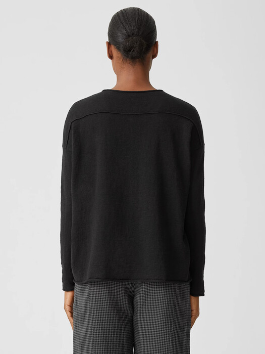 Organic Cotton Linen Slub V-Neck Top