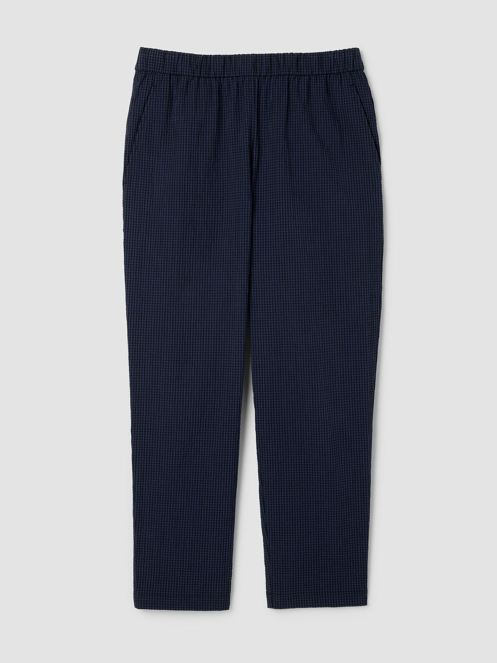 Organic Cotton Pucker Check Tapered Pant