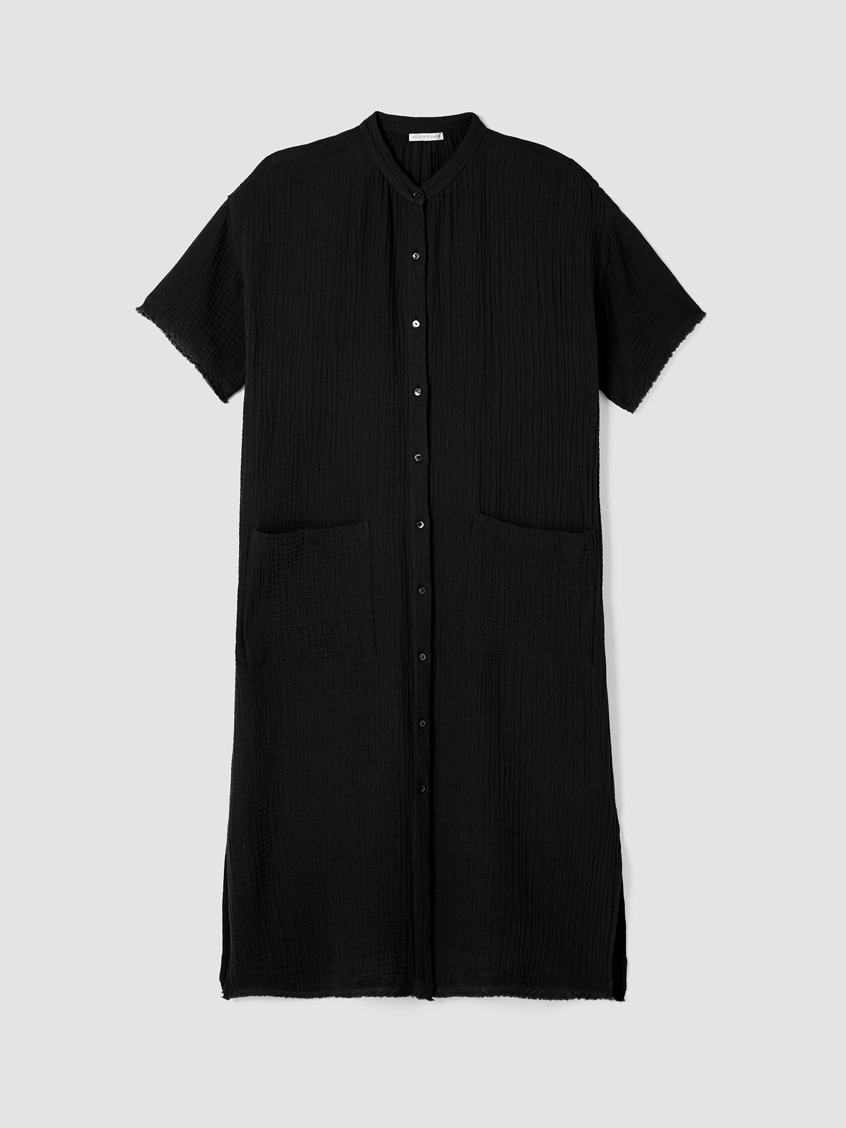 Organic Cotton Gauze Mandarin Collar Dress