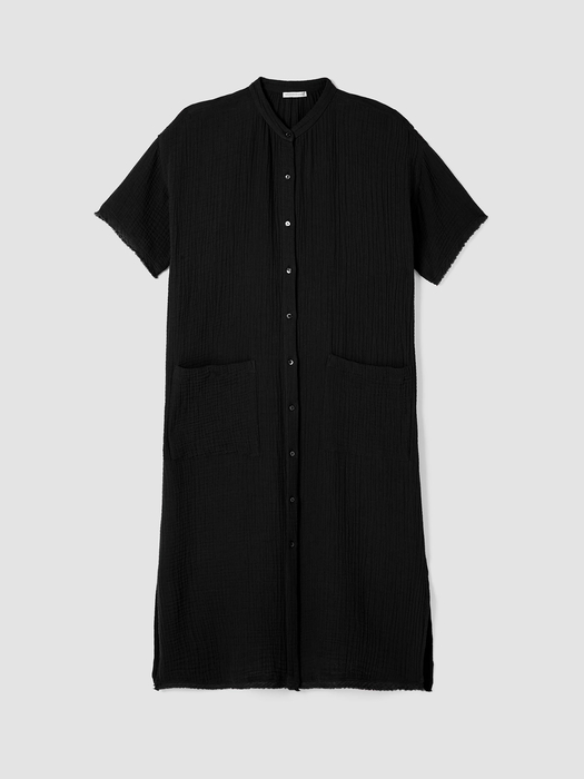 Organic Cotton Gauze Mandarin Collar Dress