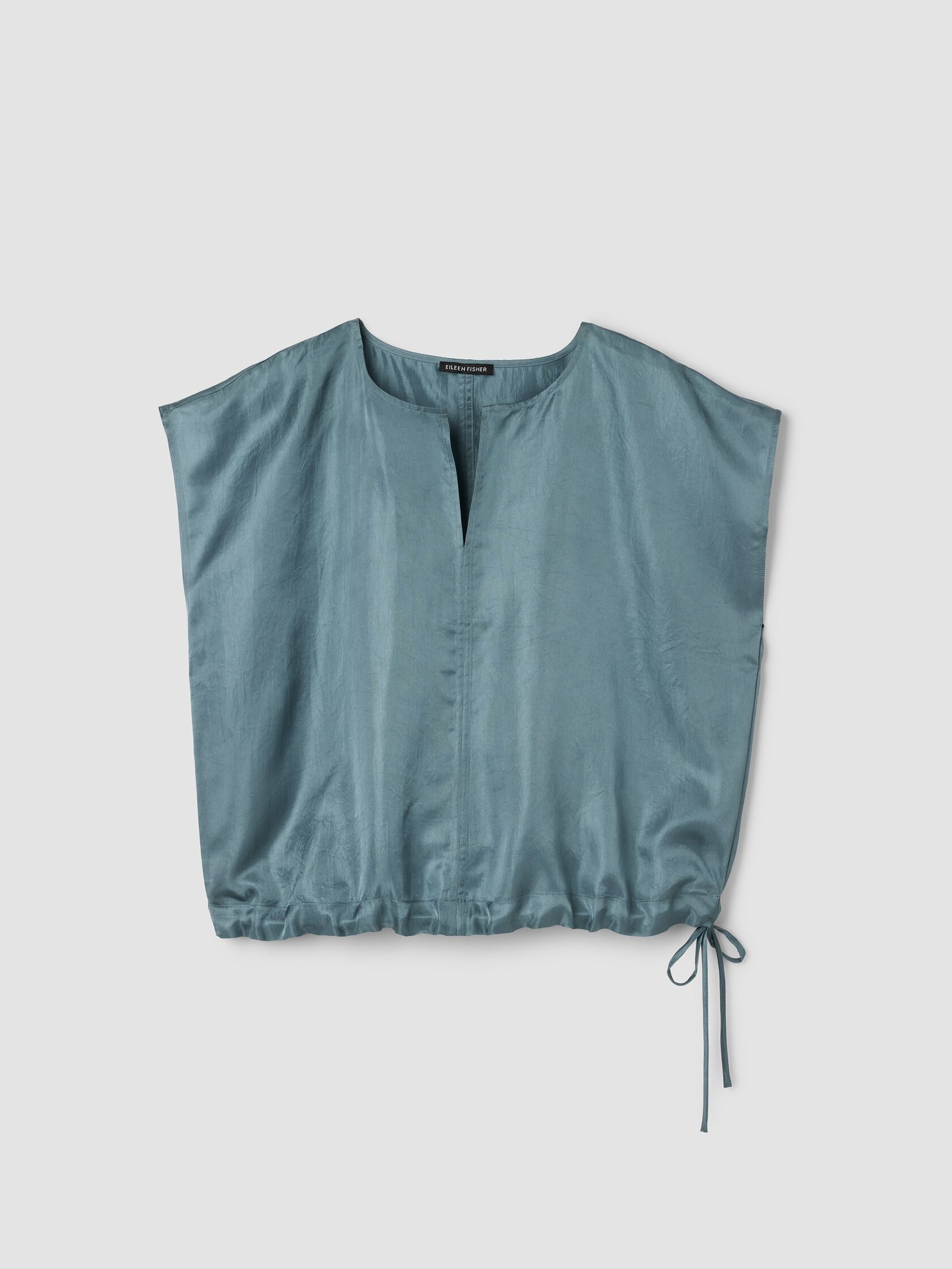 Lightweight Satin Shimmer Split Neck Top