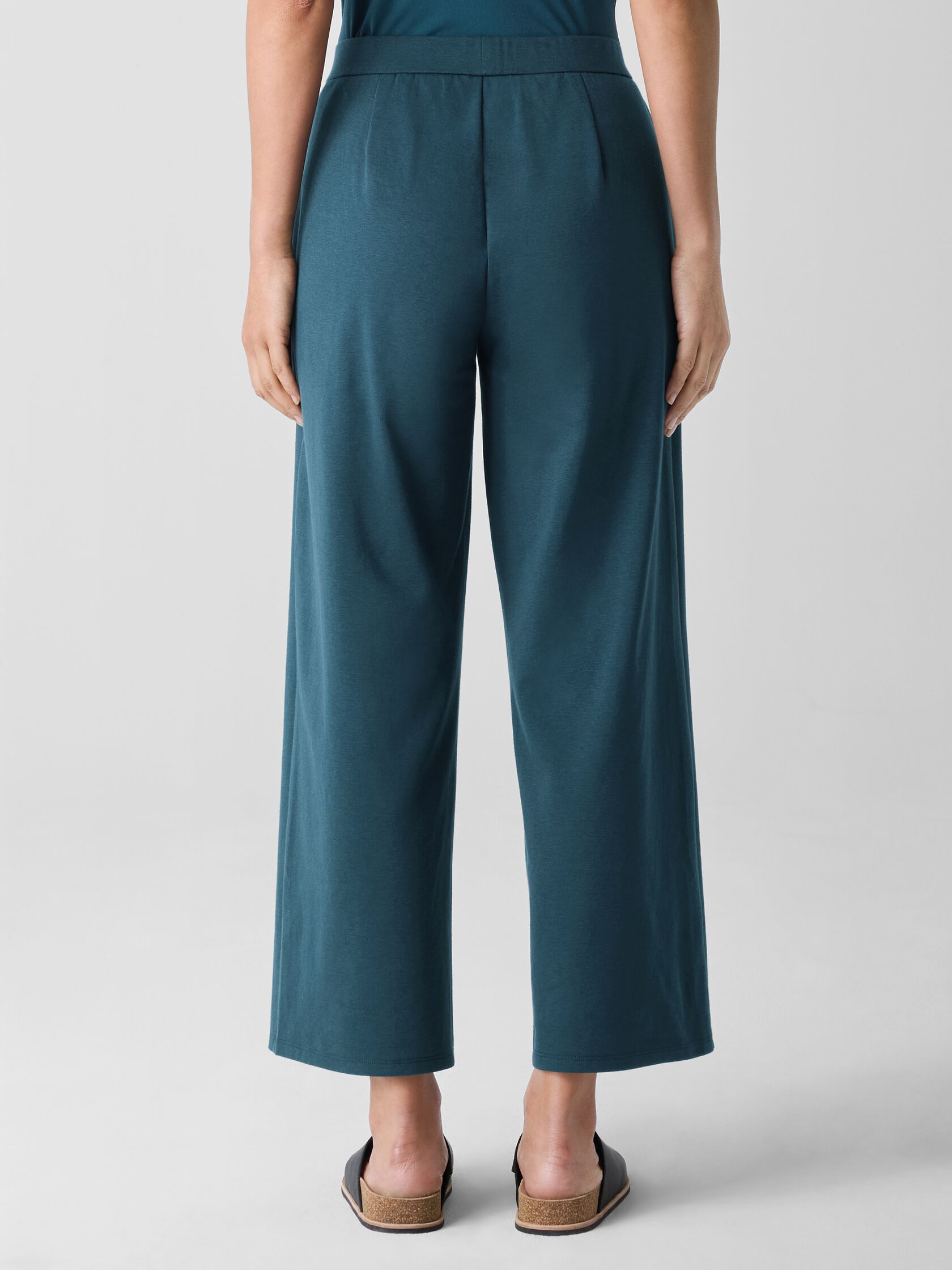 Cotton Blend Ponte Wide-Leg Pant